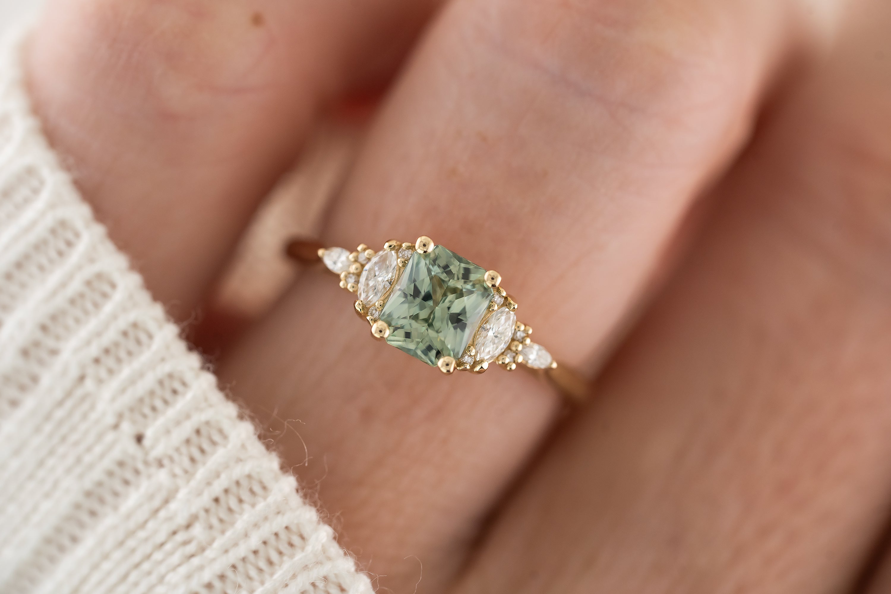 The Maeve Ring | 1.1 CT Radiant Teal Sapphire - Lavender Creek Gems