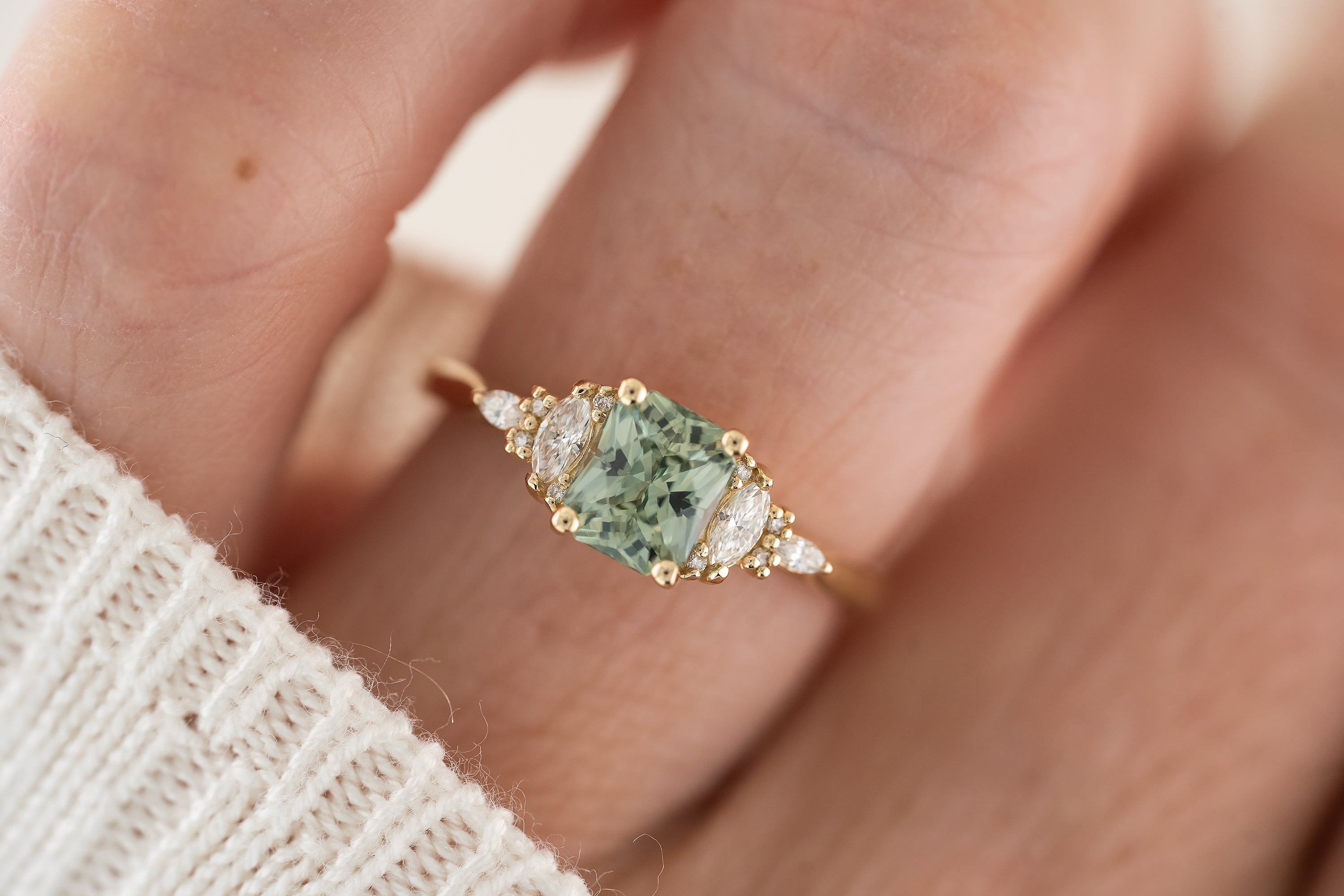 The Maeve Ring | 1.1 CT Radiant Teal Sapphire - Lavender Creek Gems