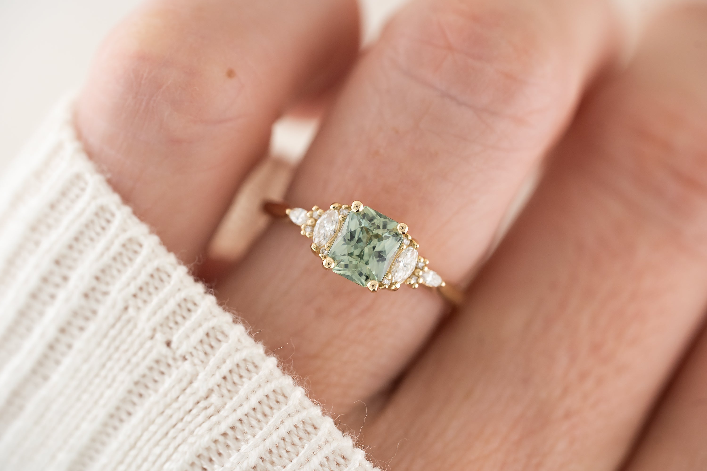 The Maeve Ring | 1.1 CT Radiant Teal Sapphire - Lavender Creek Gems