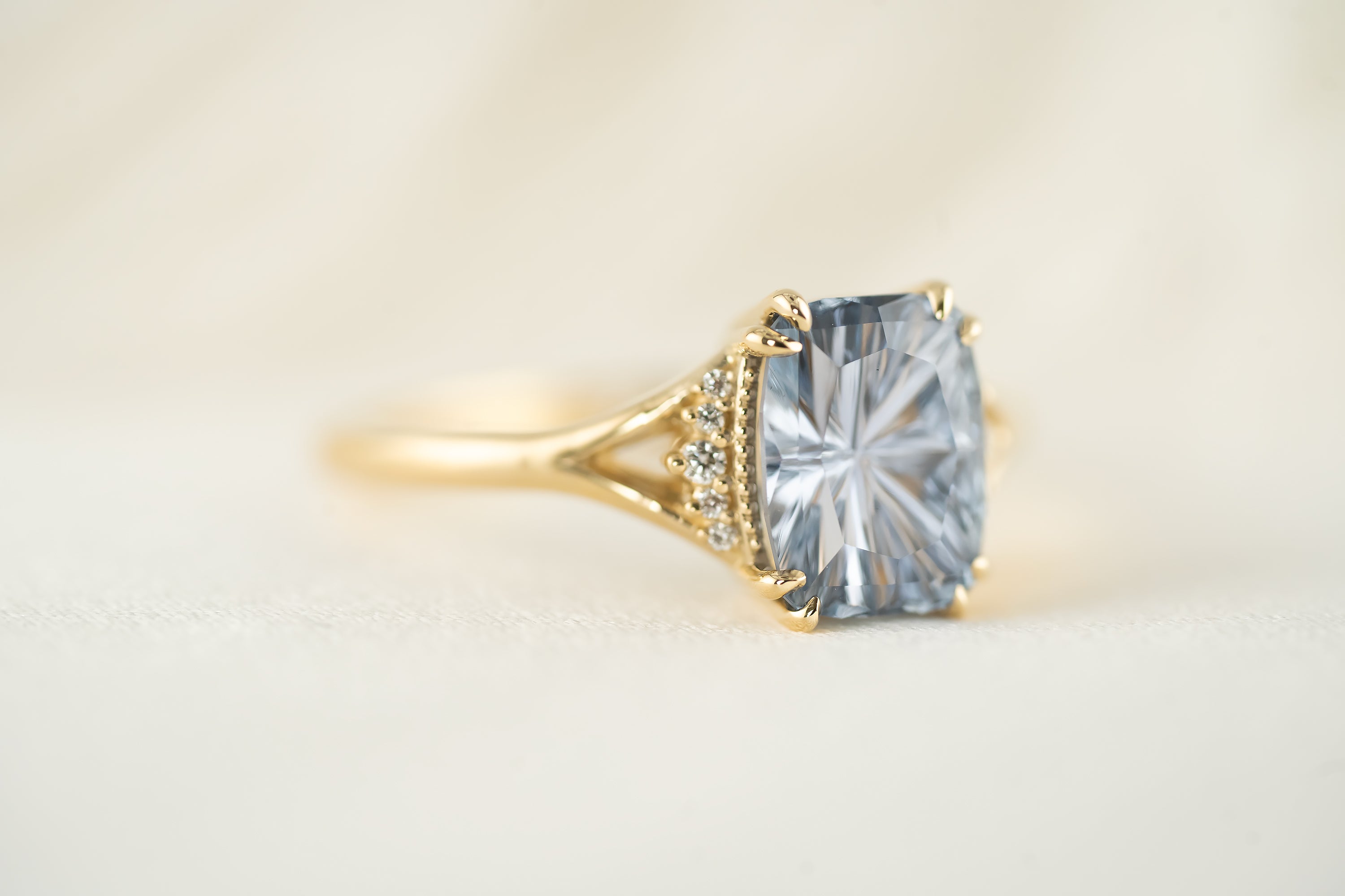 The Serendipity Ring | 2.76 CT Cushion Starbrite™ Blue Sapphire - Lavender Creek Gems