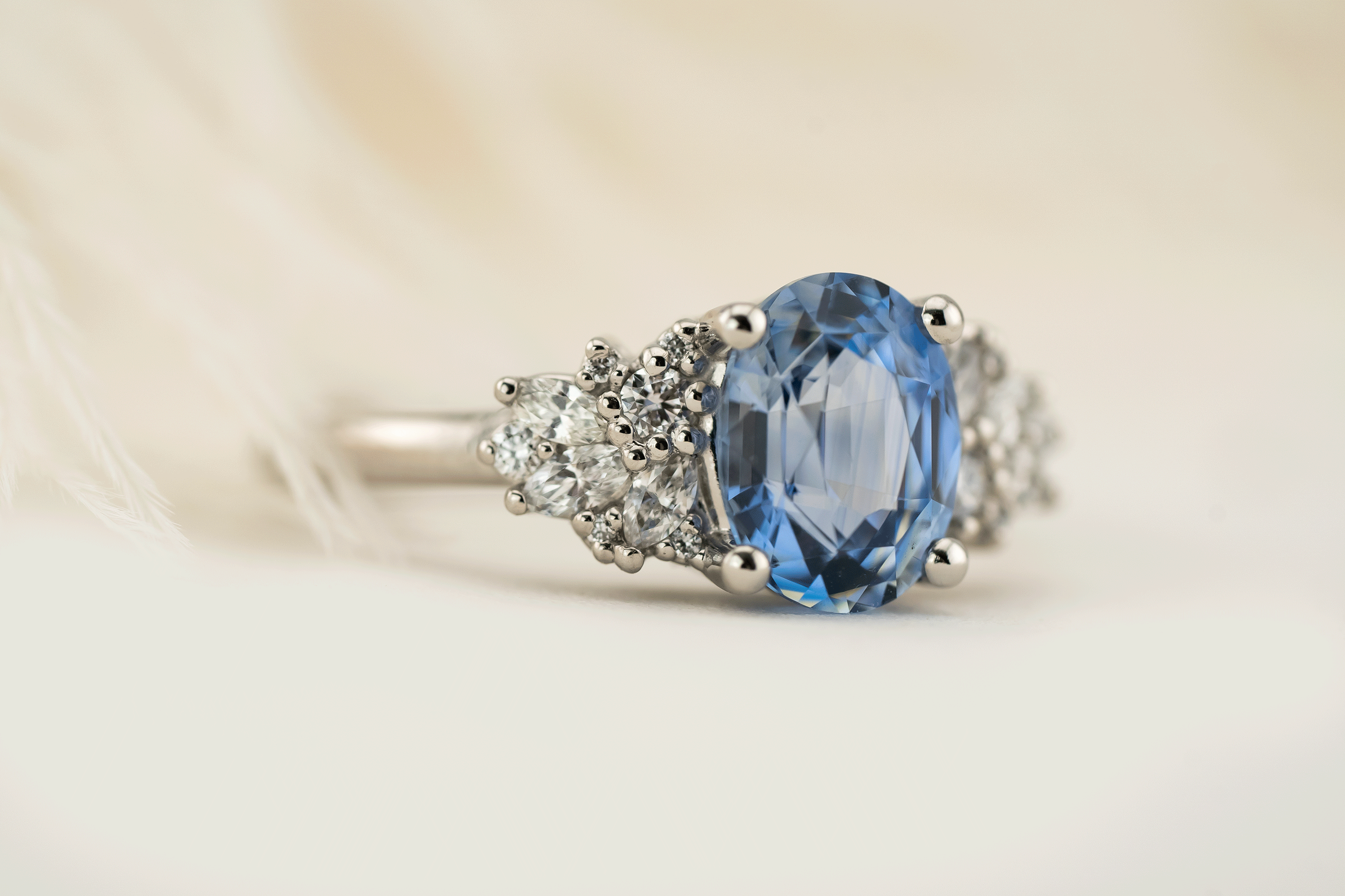 The Rosalie Ring | 2.13 CT Oval Blue Sapphire - Lavender Creek Gems