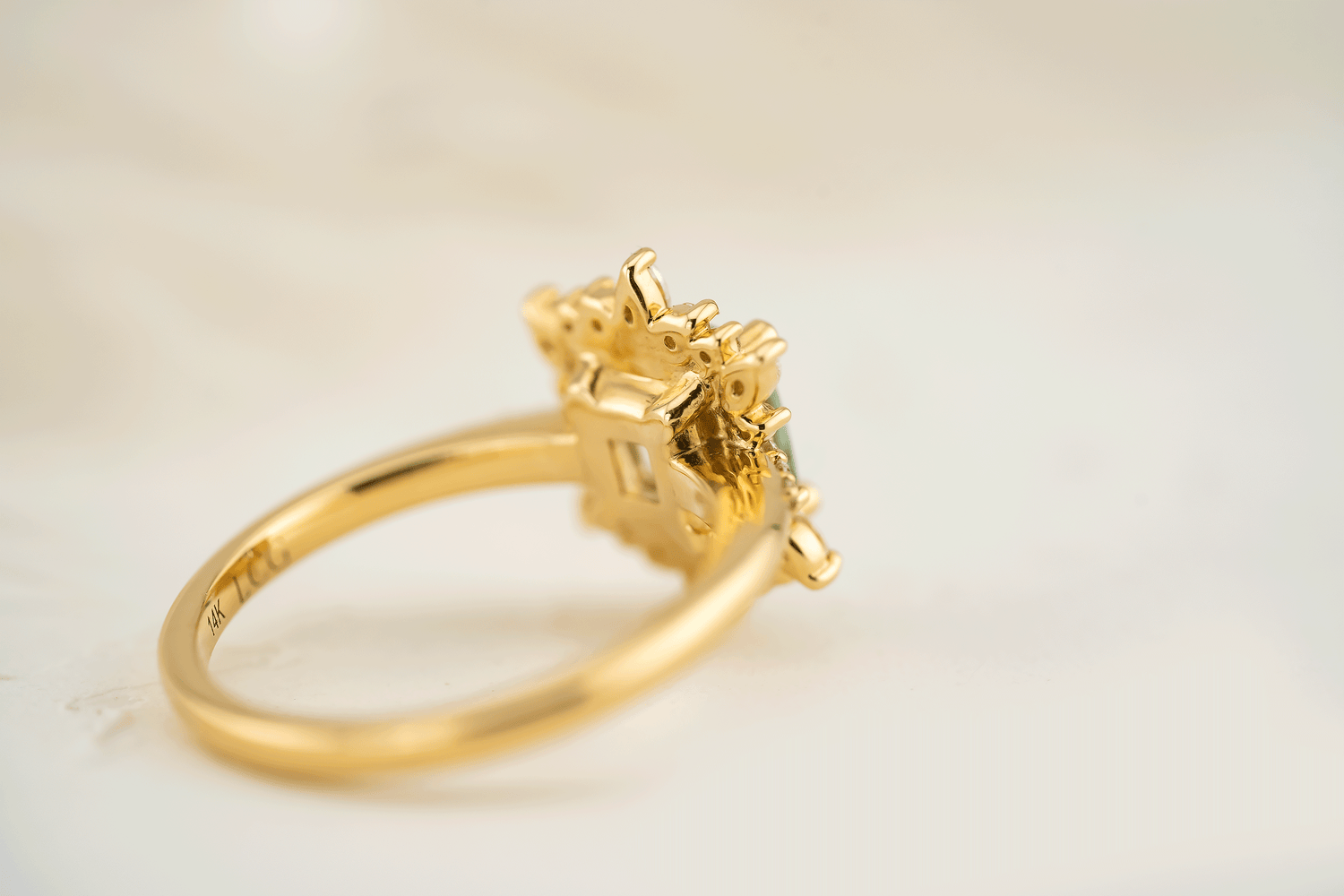 The Fern Ring | 1.53 CT Radiant Green Sapphire - Lavender Creek Gems