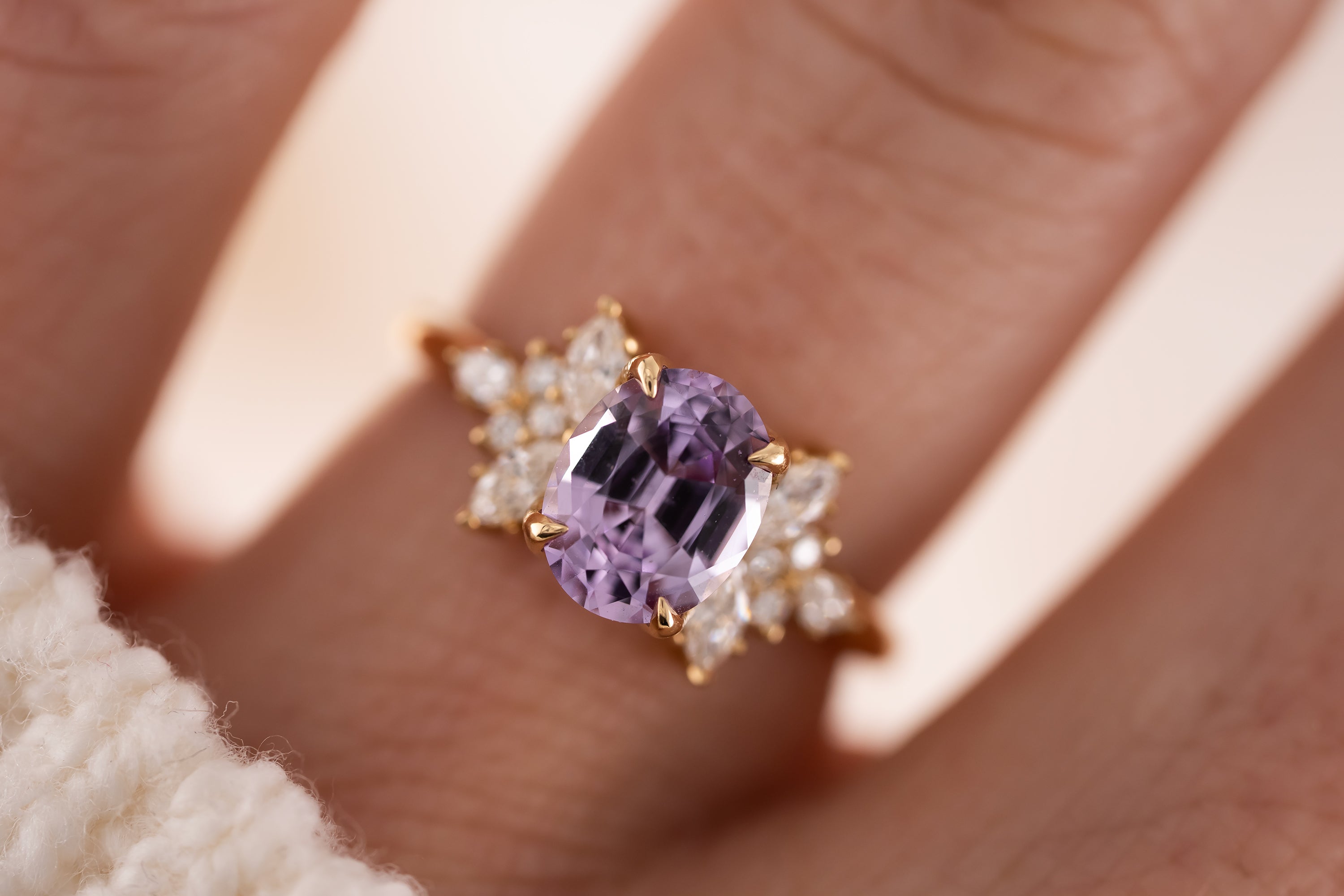 The Veraine Ring | 2.03 CT Oval Light Purple Sapphire - Lavender Creek Gems