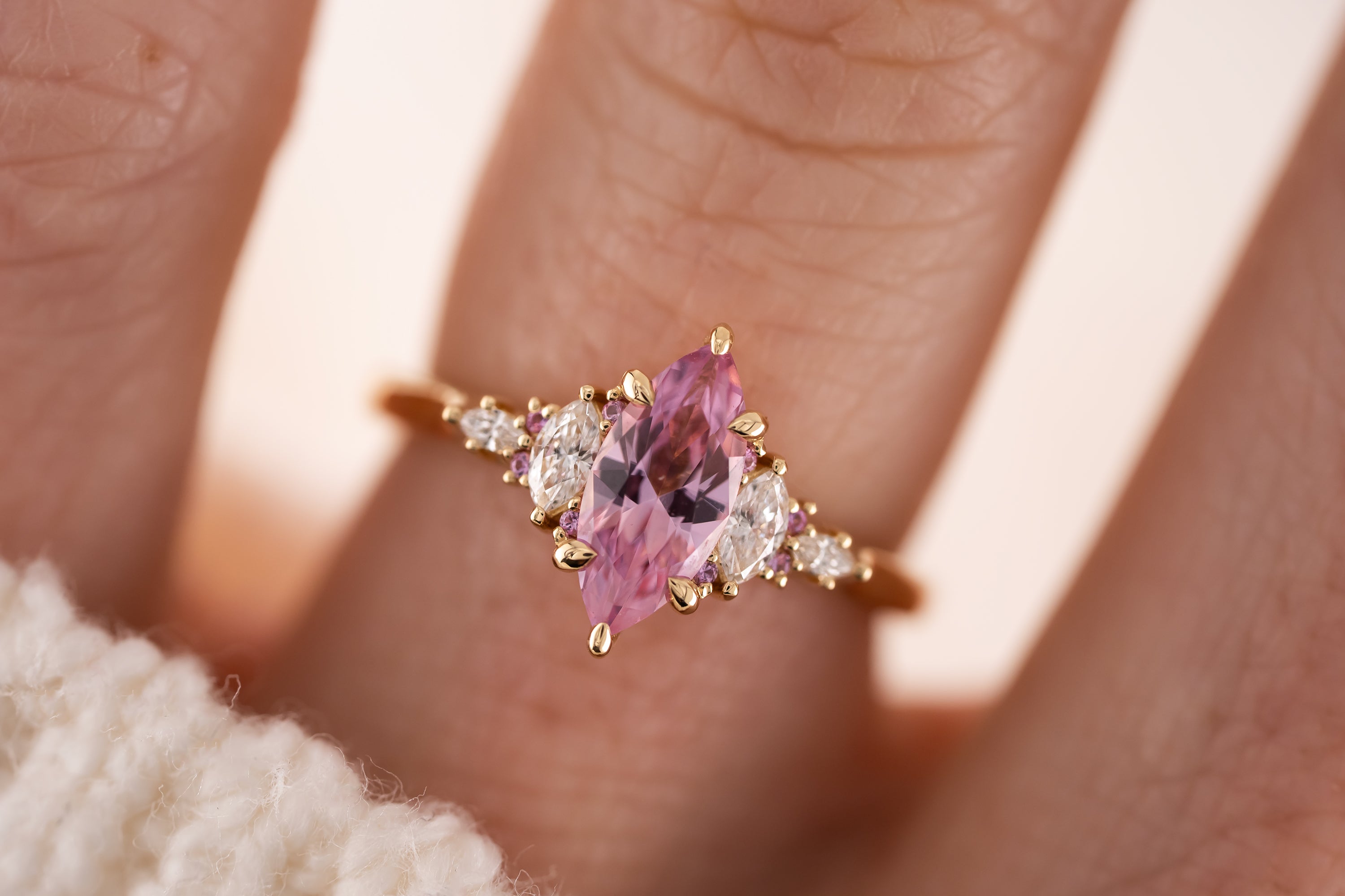 The Maeve Ring | 0.91 CT Marquise Baby Pink Sapphire