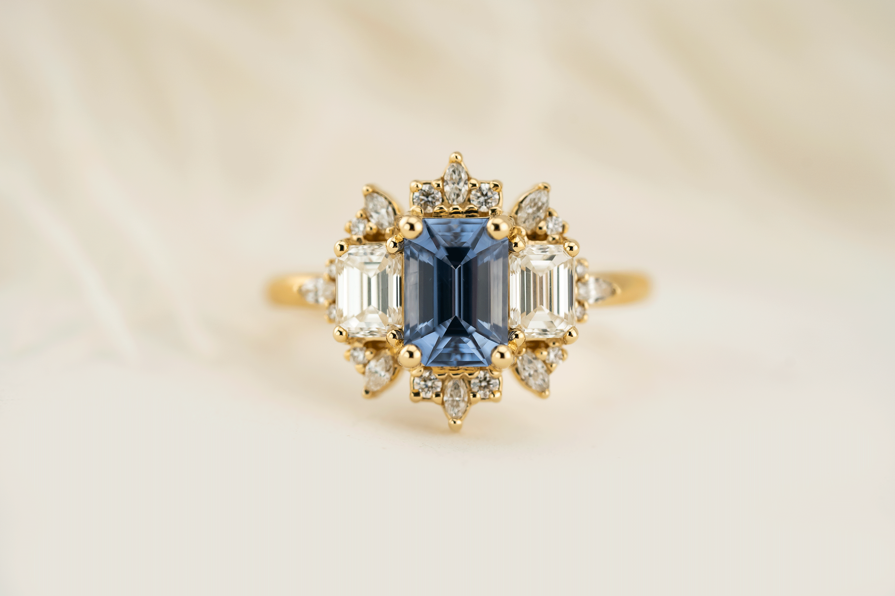 The Marial Ring | 1.51 Cornflower Blue Emerald Cut Sapphire - Lavender Creek Gems