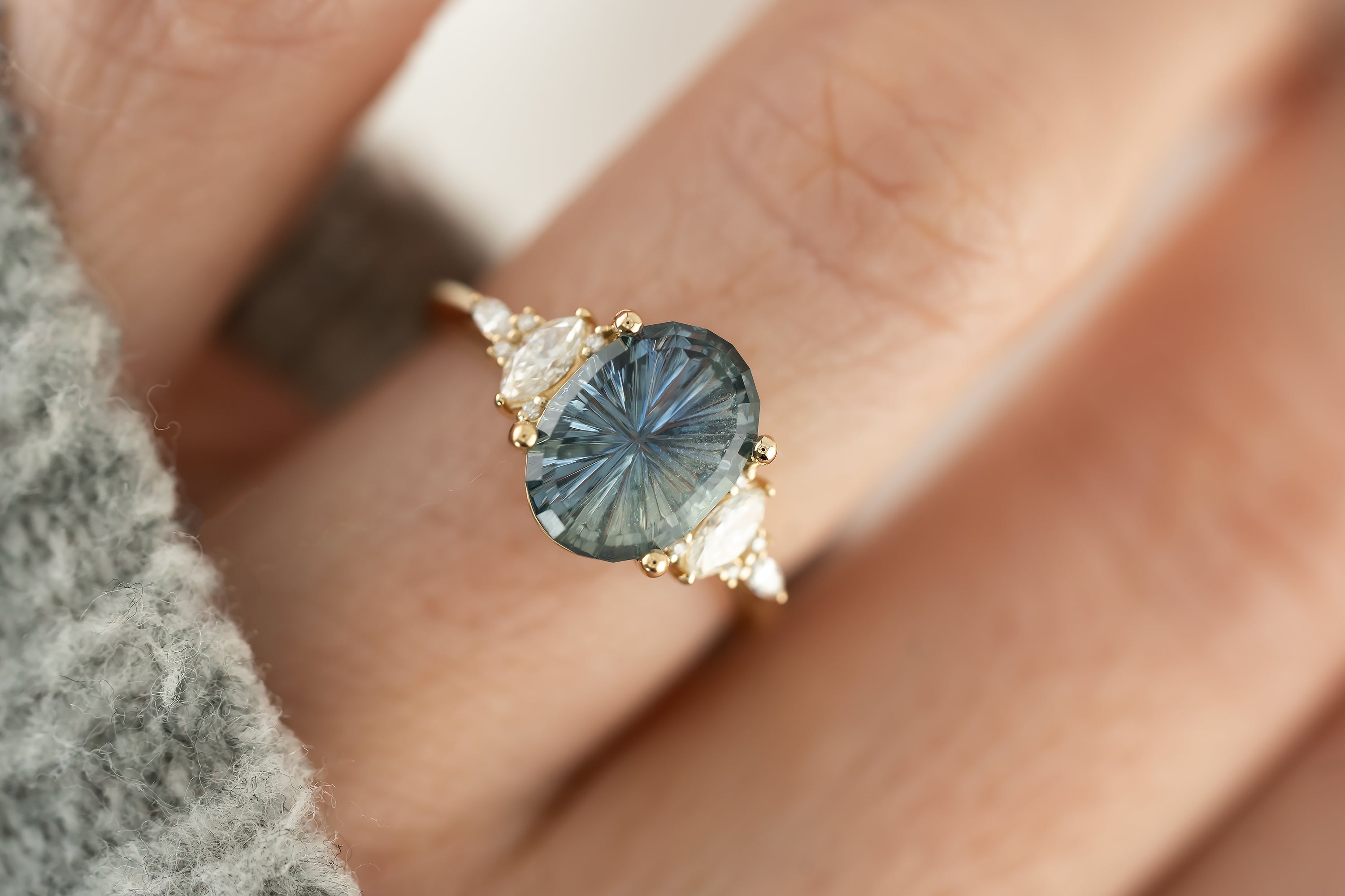 The Maeve Ring | 3.08 CT Oval Starbrite™ Blue Bi-Color Sapphire - Lavender Creek Gems