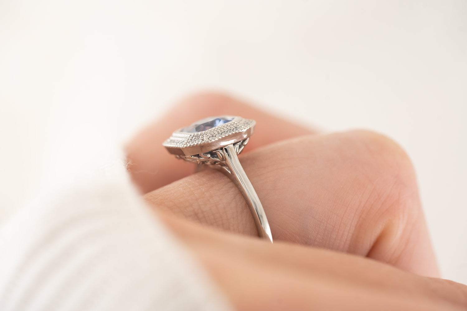 The Satine Ring | 1.95 CT Asscher Cornflower Blue Sapphire - Lavender Creek Gems