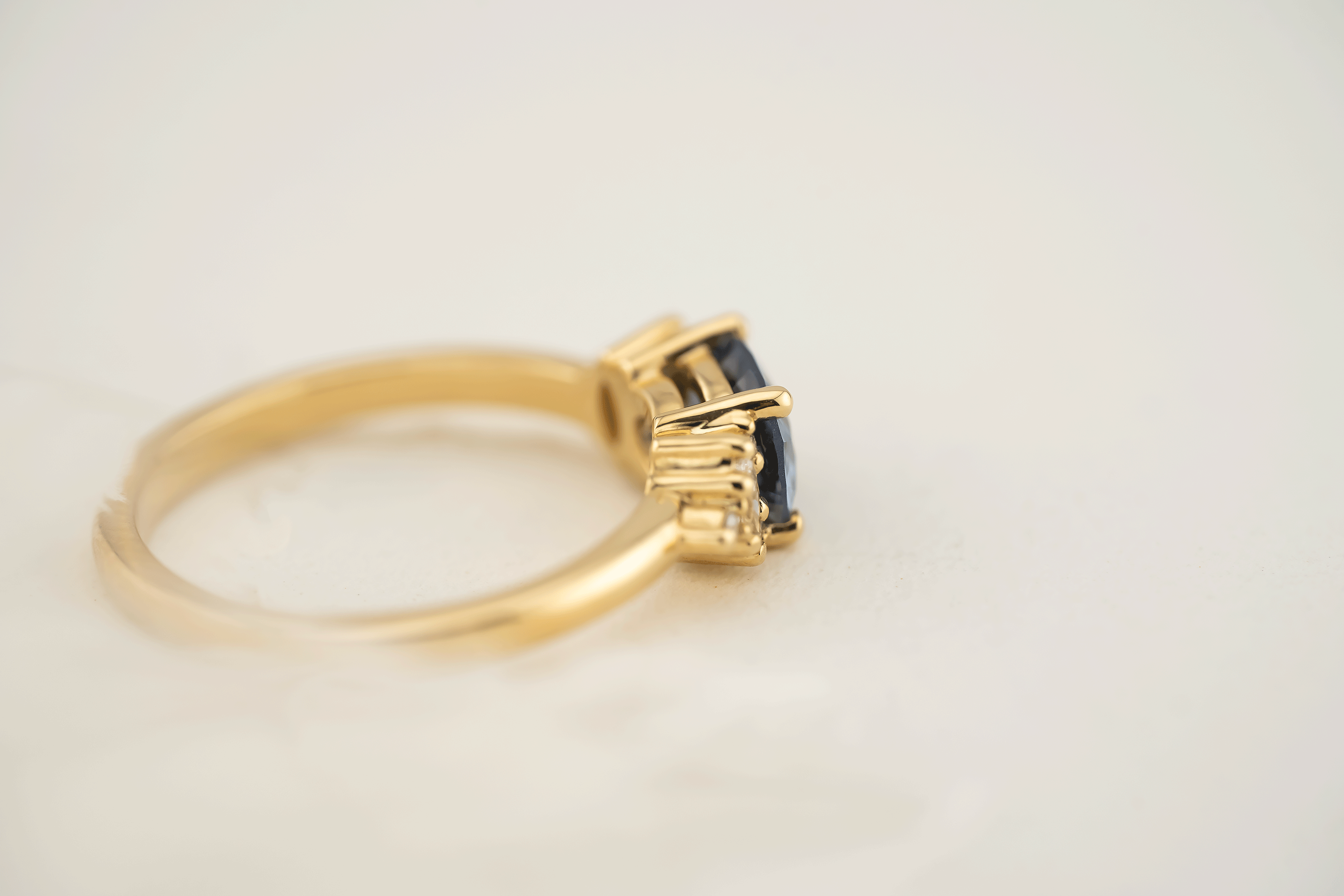 The Low Maren Ring | 1.23 CT Blue Oval Sapphire - east/west - Lavender Creek Gems