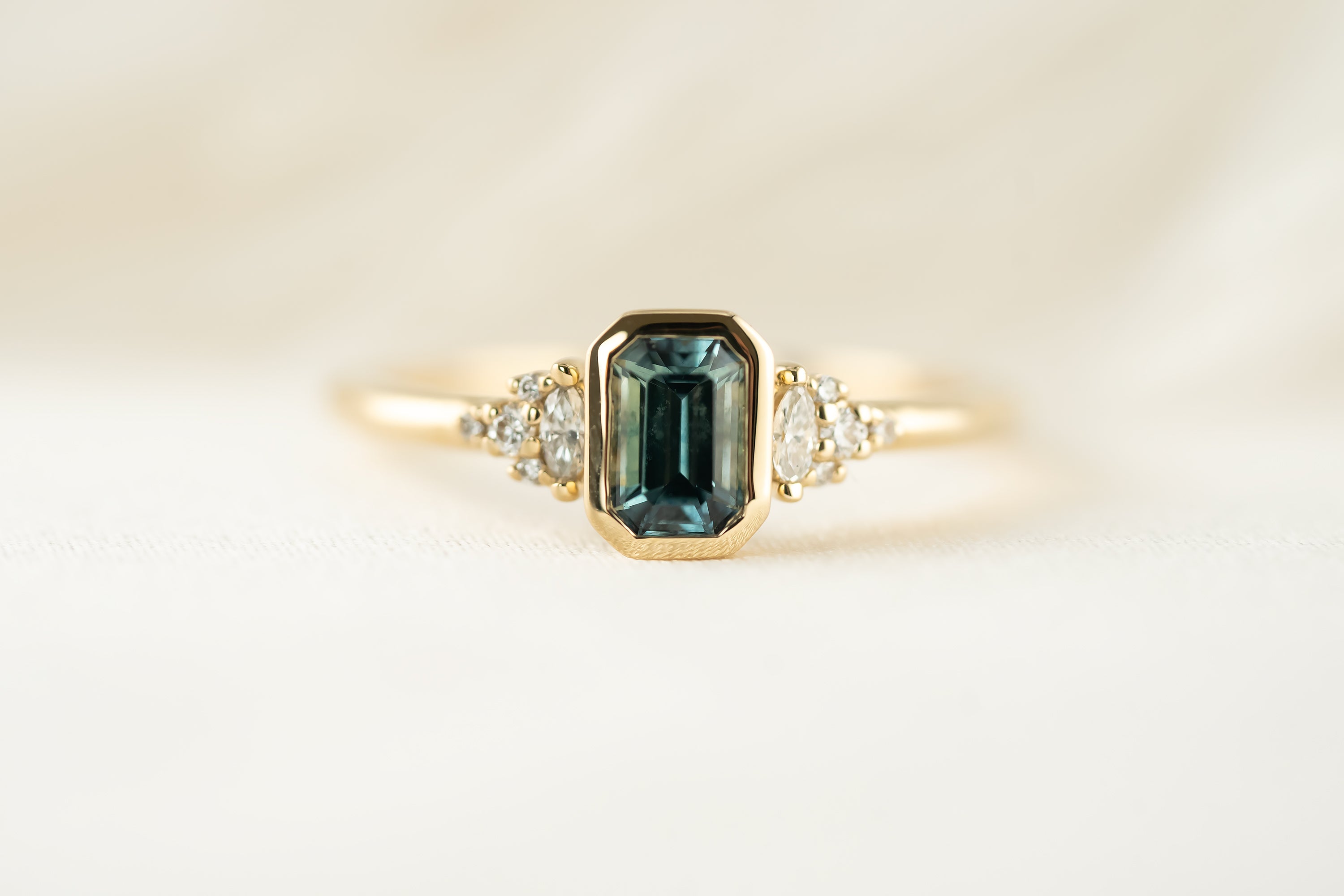 The Wisp Ring | 0.63 CT Emerald Cut Montana Sapphire - Lavender Creek Gems