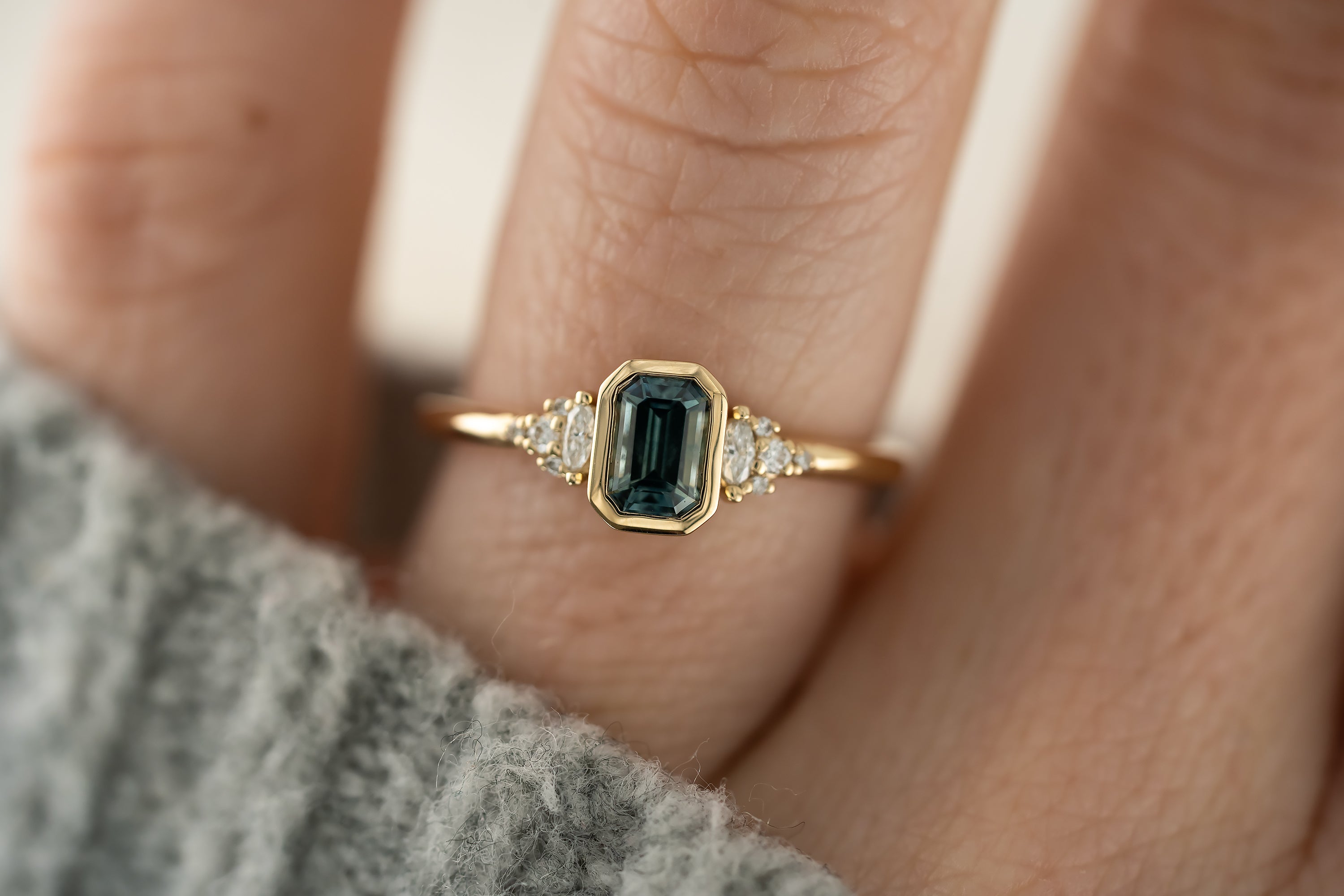 The Wisp Ring | 0.63 CT Emerald Cut Montana Sapphire - Lavender Creek Gems
