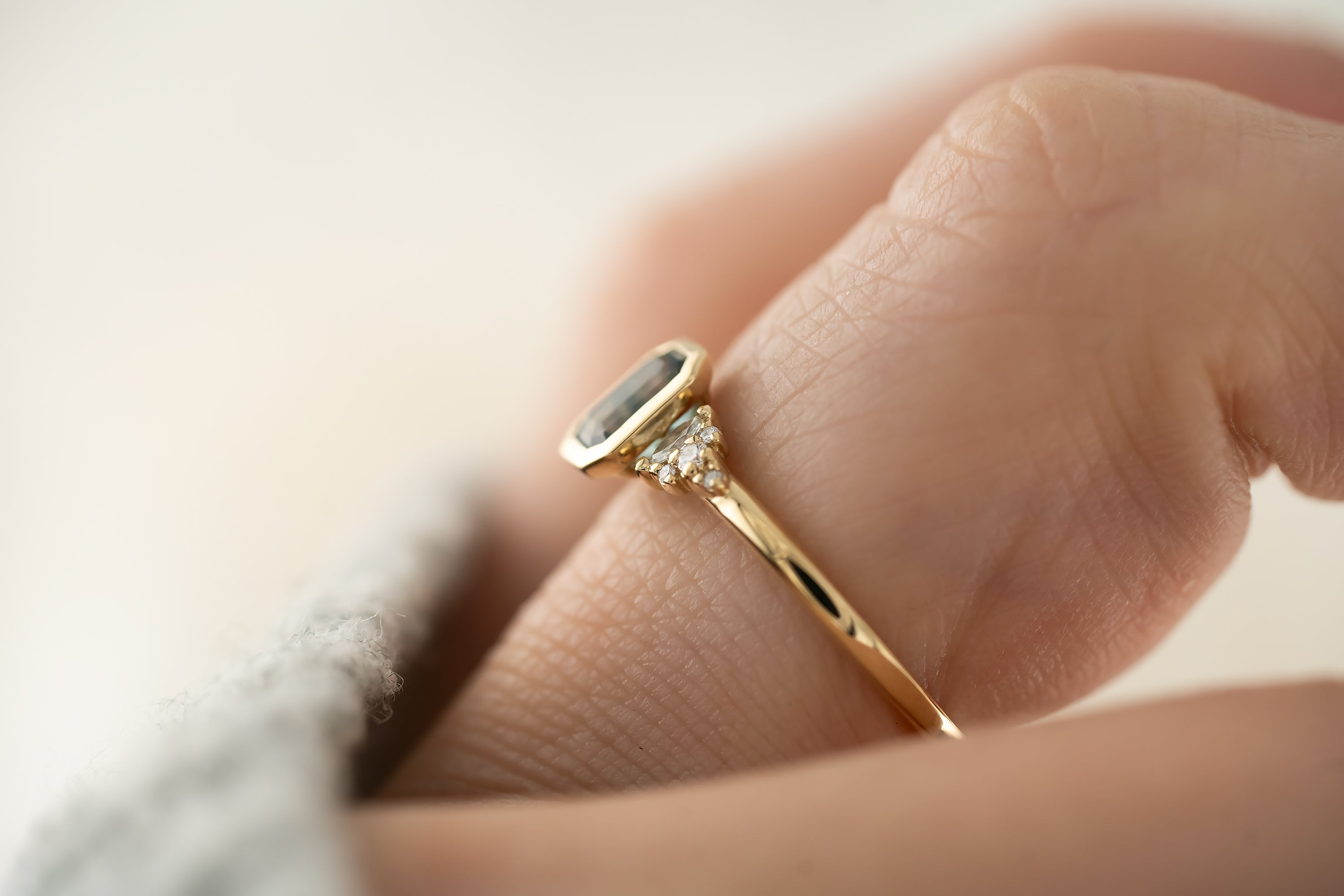 The Wisp Ring | 0.63 CT Emerald Cut Montana Sapphire - Lavender Creek Gems