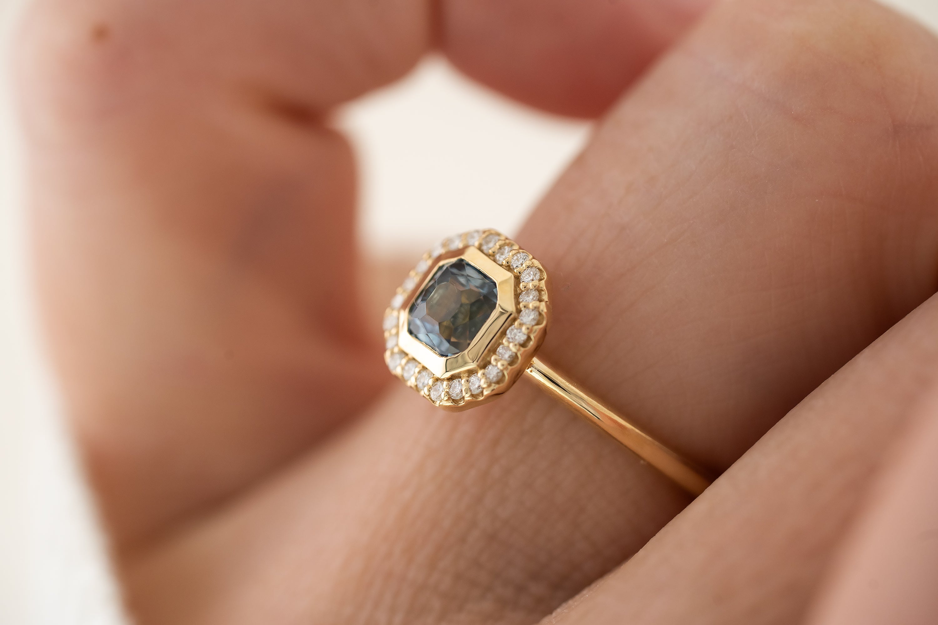 The Gardenia Ring | 1 CT Square Regal Radiant™ Light Blue Montana Sapphire - Lavender Creek Gems