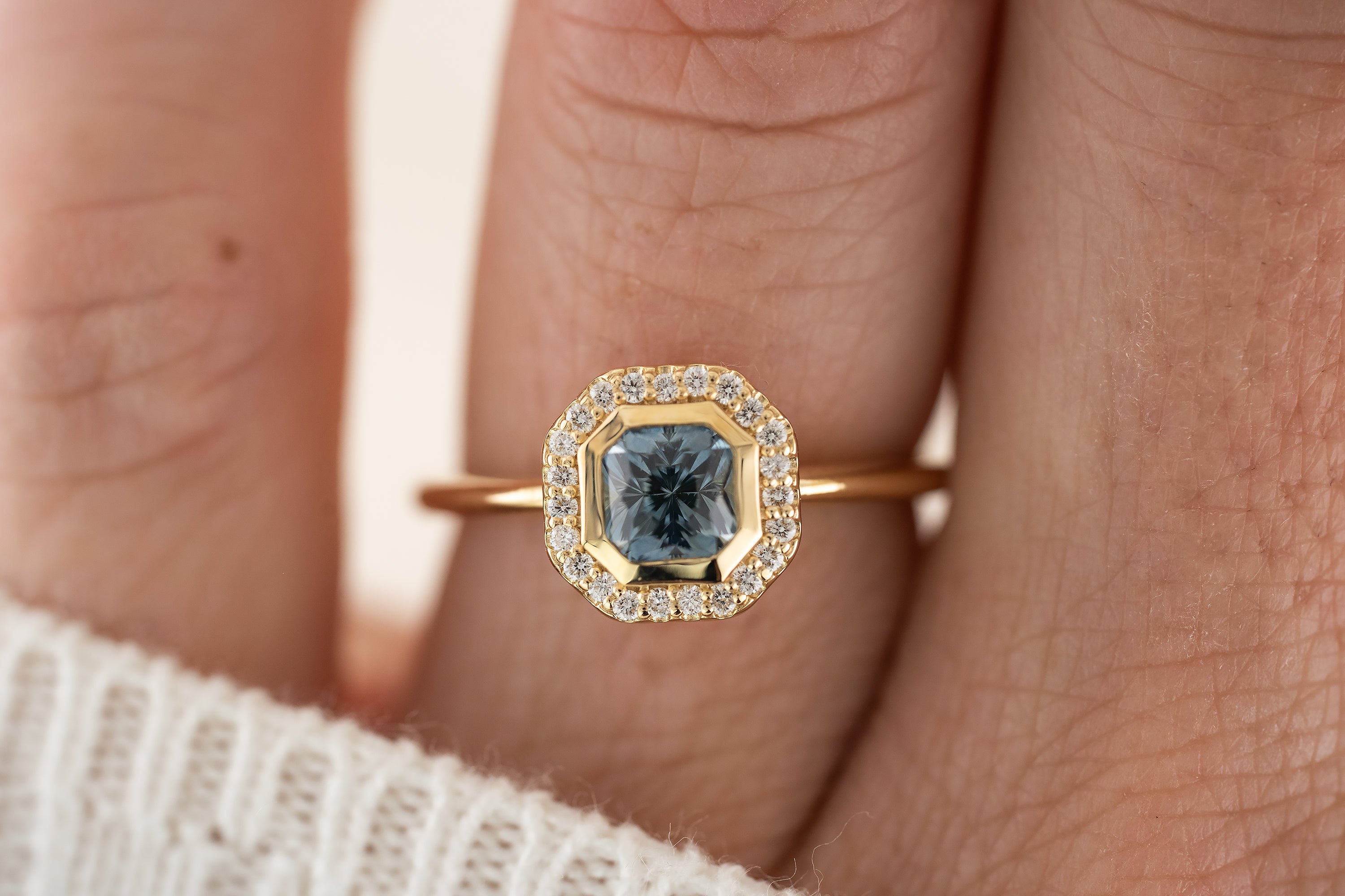 The Gardenia Ring | 1 CT Square Regal Radiant™ Light Blue Montana Sapphire - Lavender Creek Gems