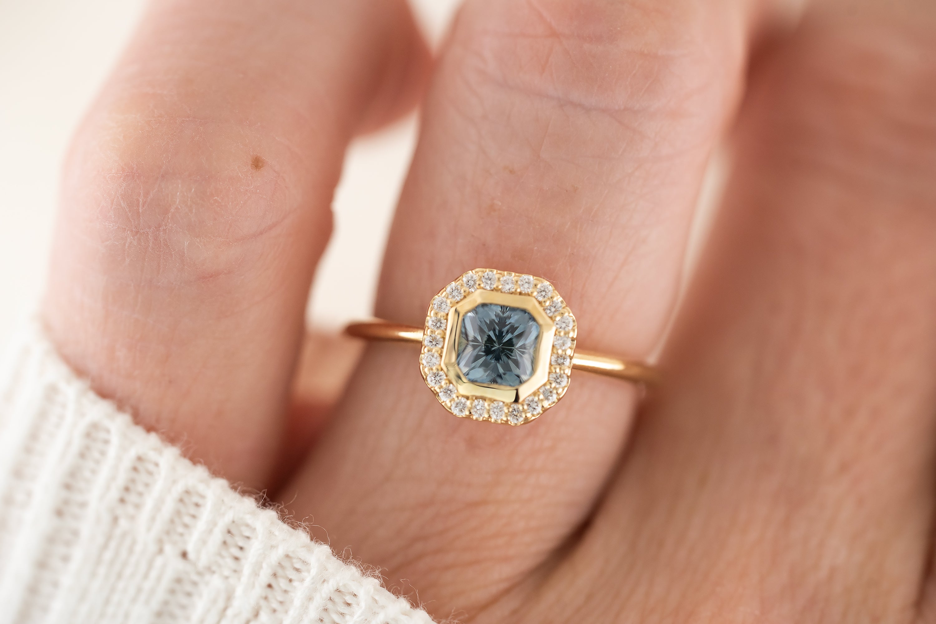 The Gardenia Ring | 1 CT Square Regal Radiant™ Light Blue Montana Sapphire - Lavender Creek Gems