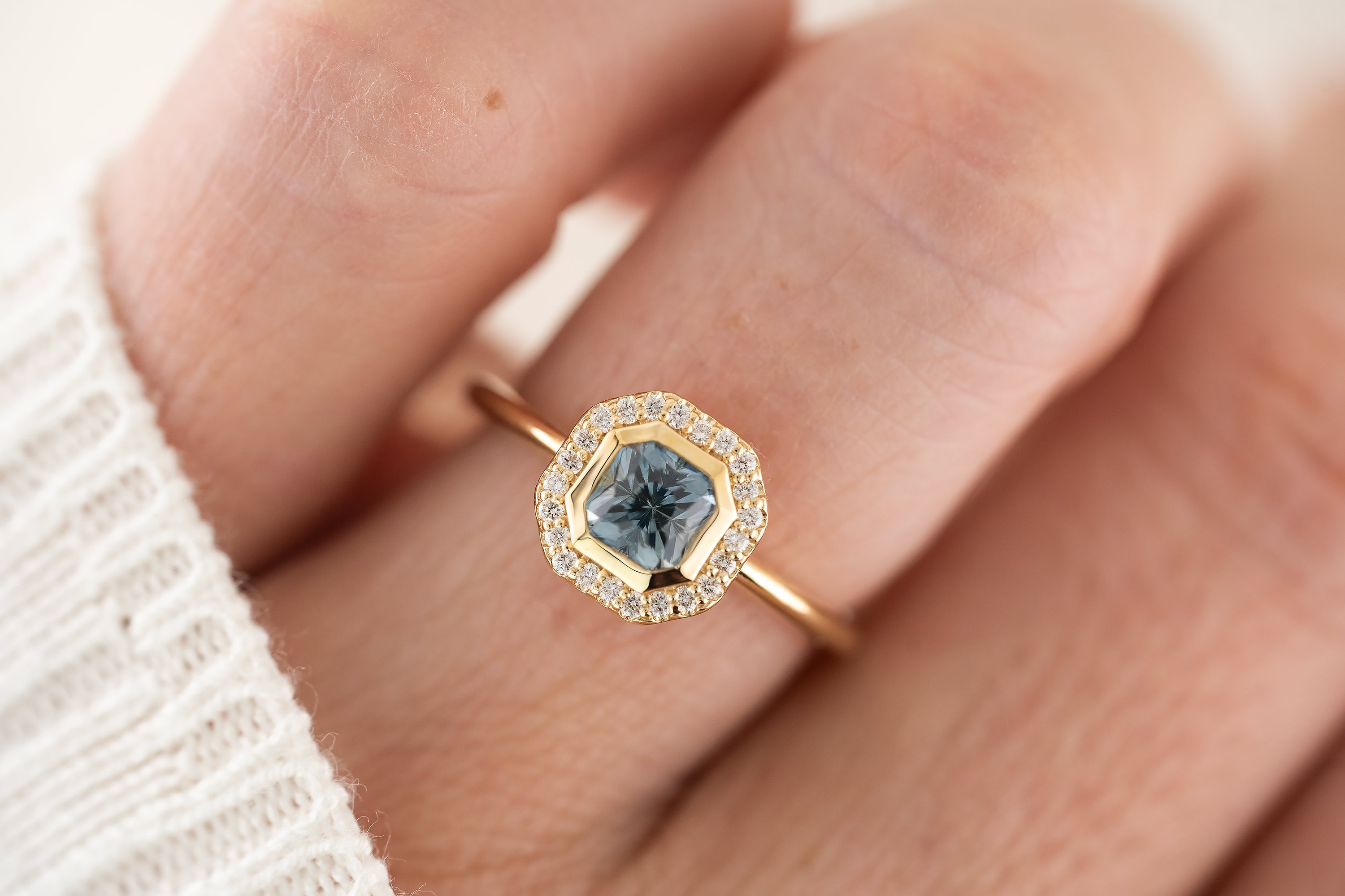 The Gardenia Ring | 1 CT Square Regal Radiant™ Light Blue Montana Sapphire - Lavender Creek Gems
