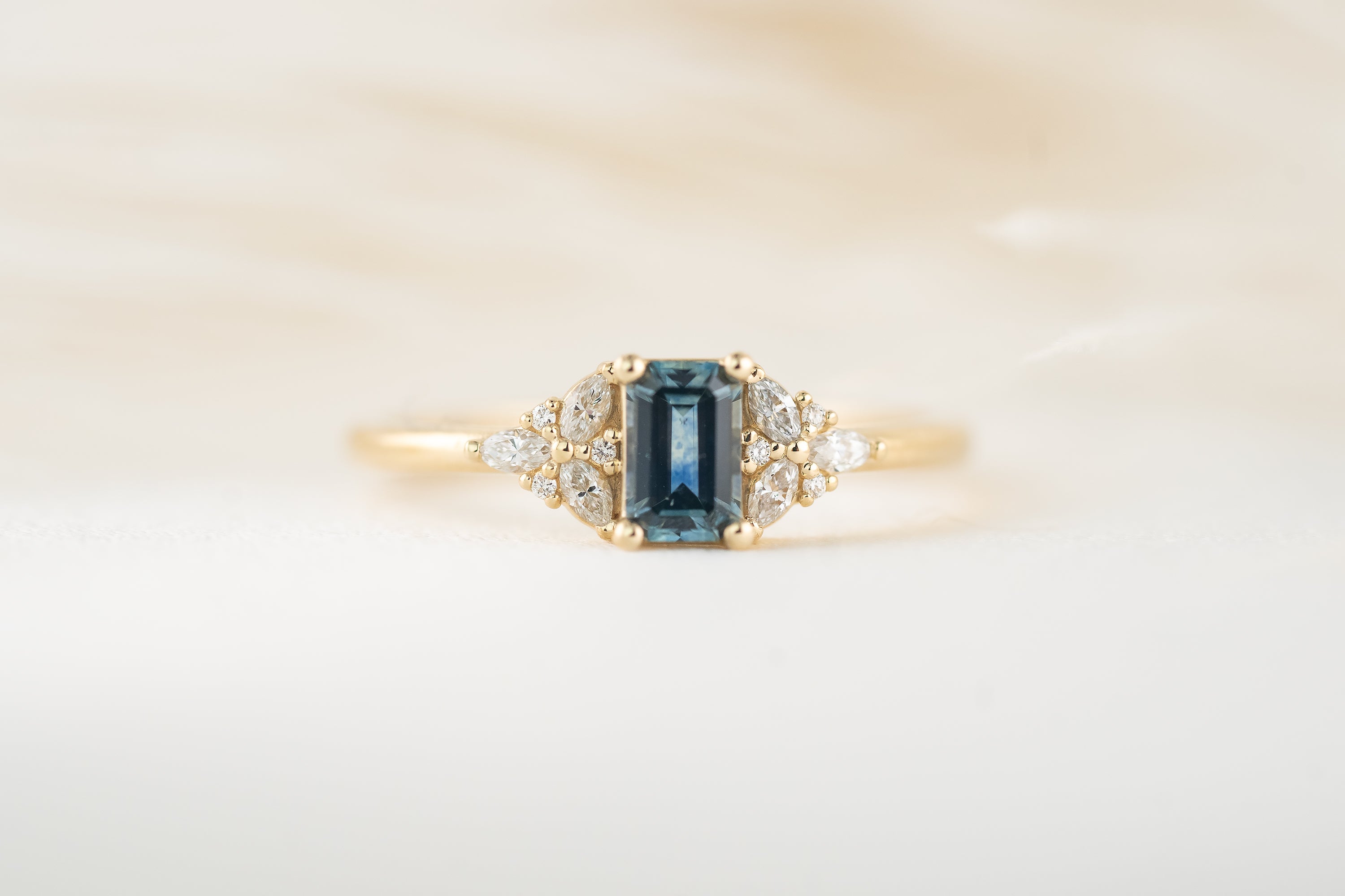 The Meadow Ring | Emerald Cut Montana Sapphire - Lavender Creek Gems