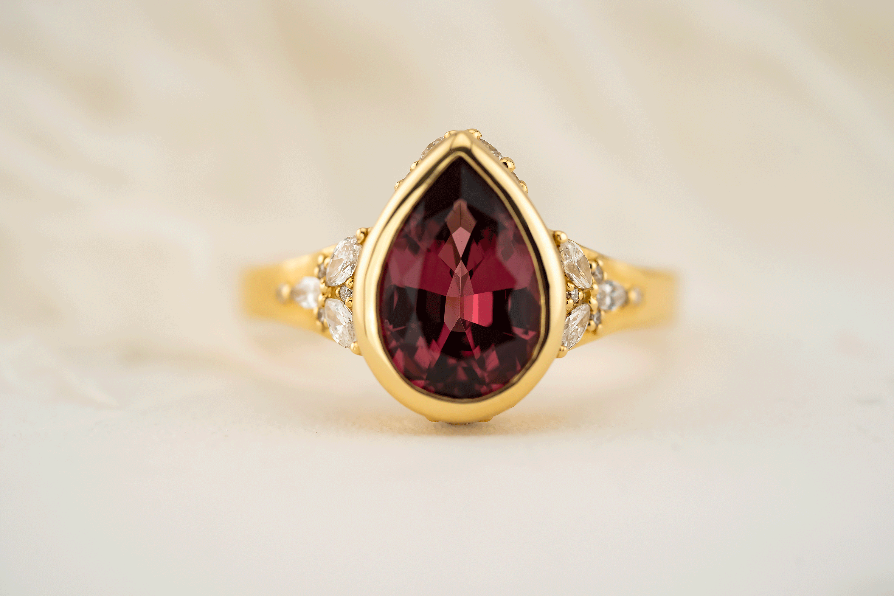 The Daylight Ring | 2.51 Pear Cut Red Spinel - Lavender Creek Gems