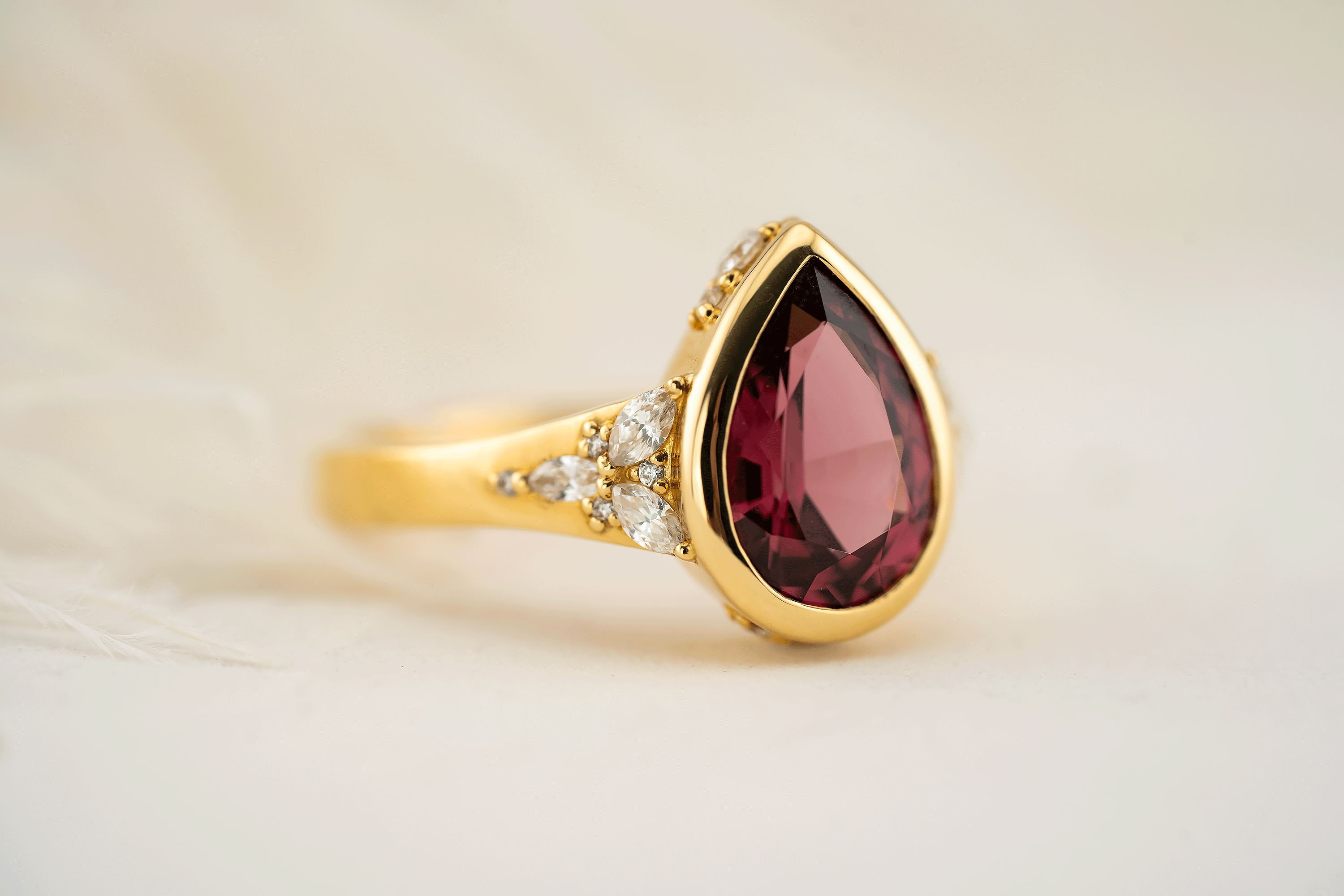 The Daylight Ring | 2.51 Pear Cut Red Spinel - Lavender Creek Gems