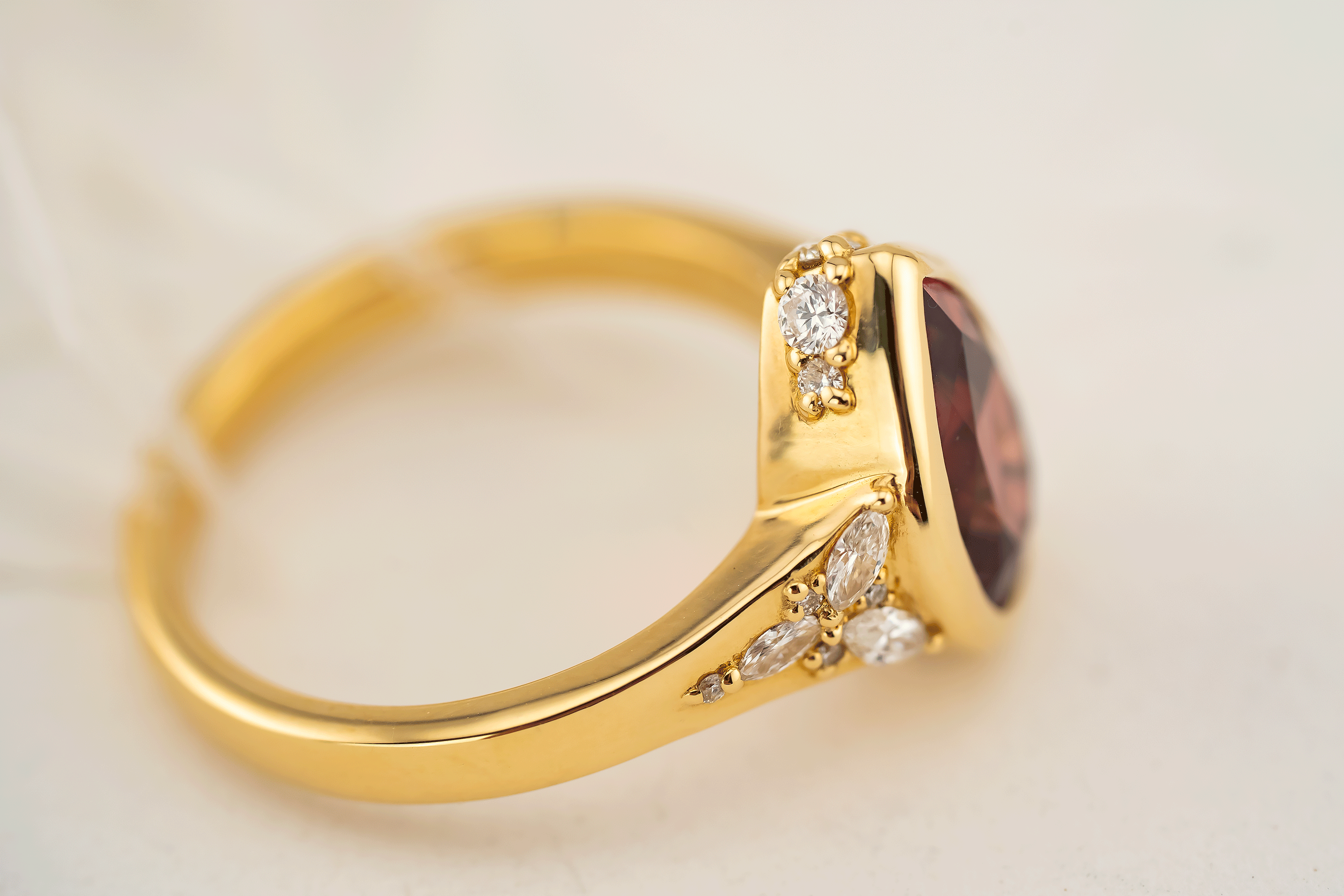 The Daylight Ring | 2.51 Pear Cut Red Spinel - Lavender Creek Gems