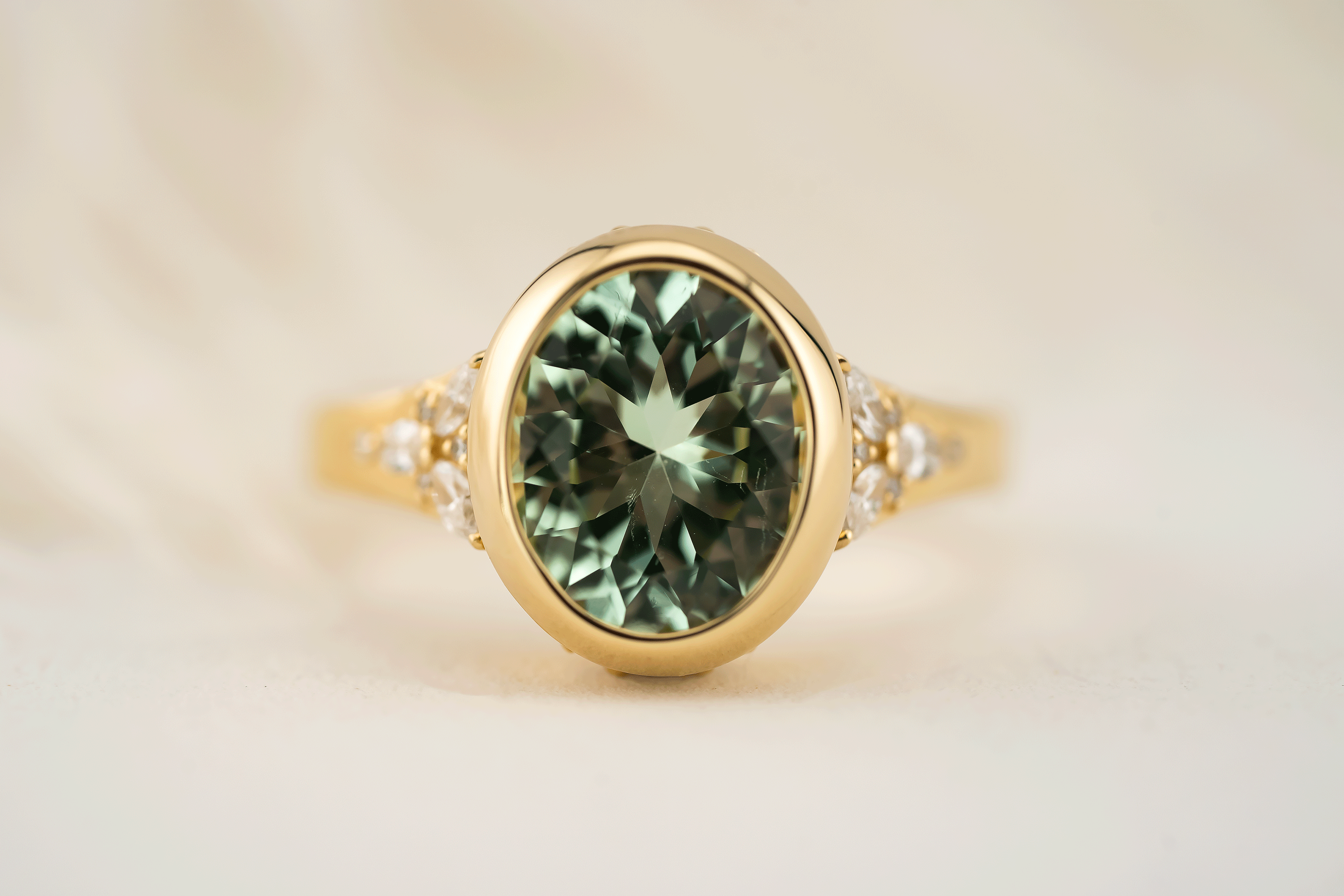 The Daylight Ring | 3.06 Oval Cut Mint Green Tourmaline - Lavender Creek Gems