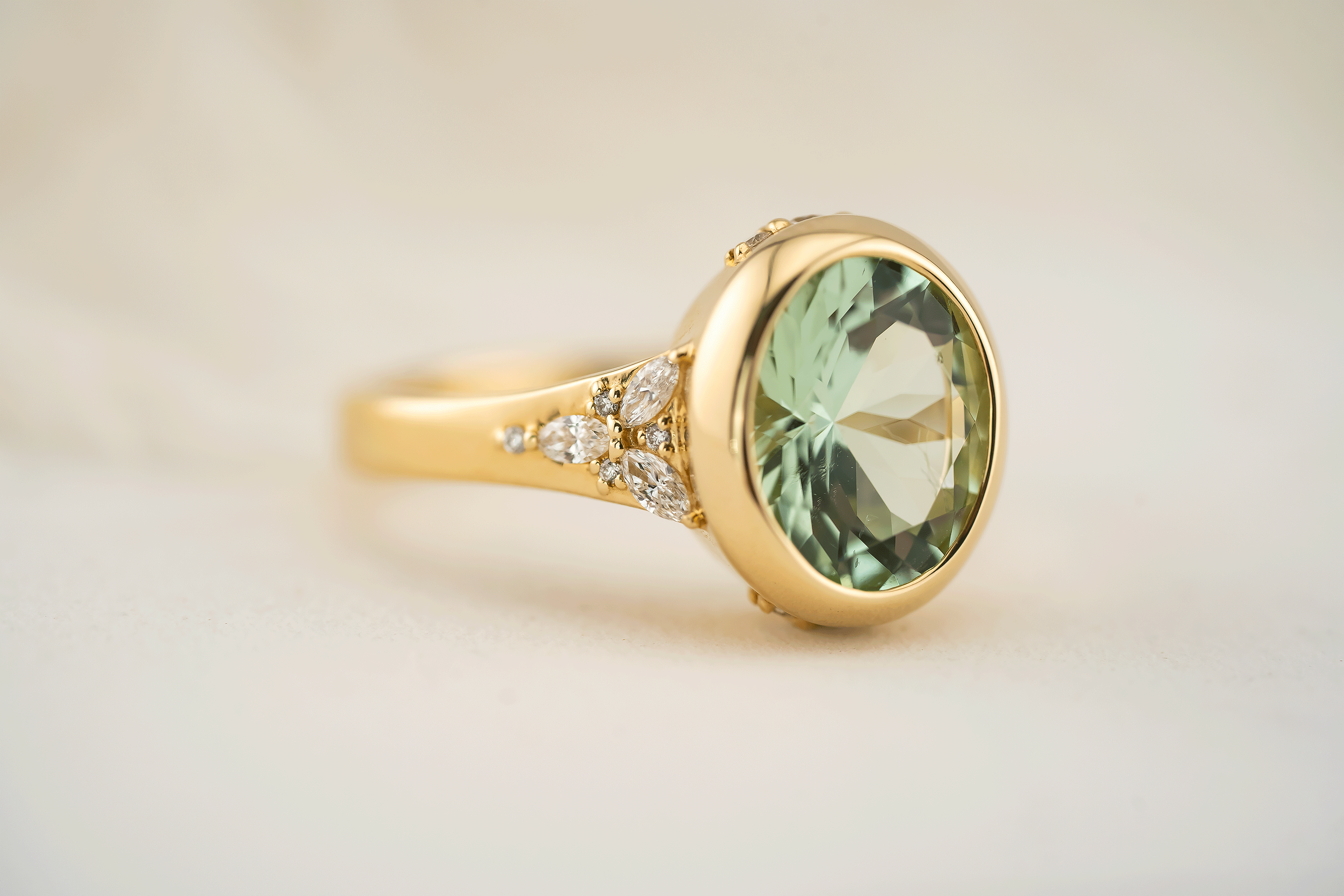 The Daylight Ring | 3.06 Oval Cut Mint Green Tourmaline - Lavender Creek Gems