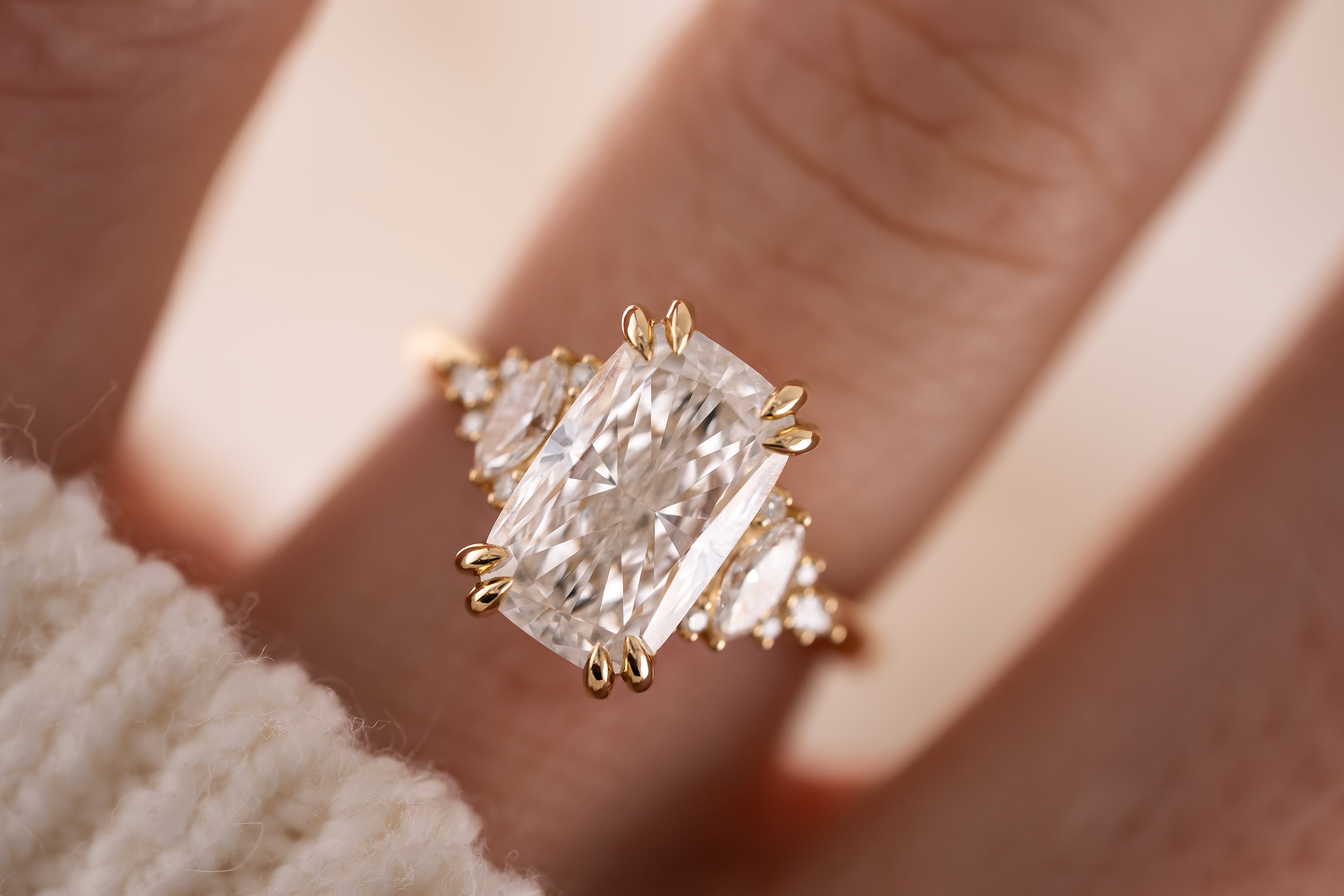 The Maeve Ring | 4.05 CT Elongated Cushion Diamond - Lavender Creek Gems