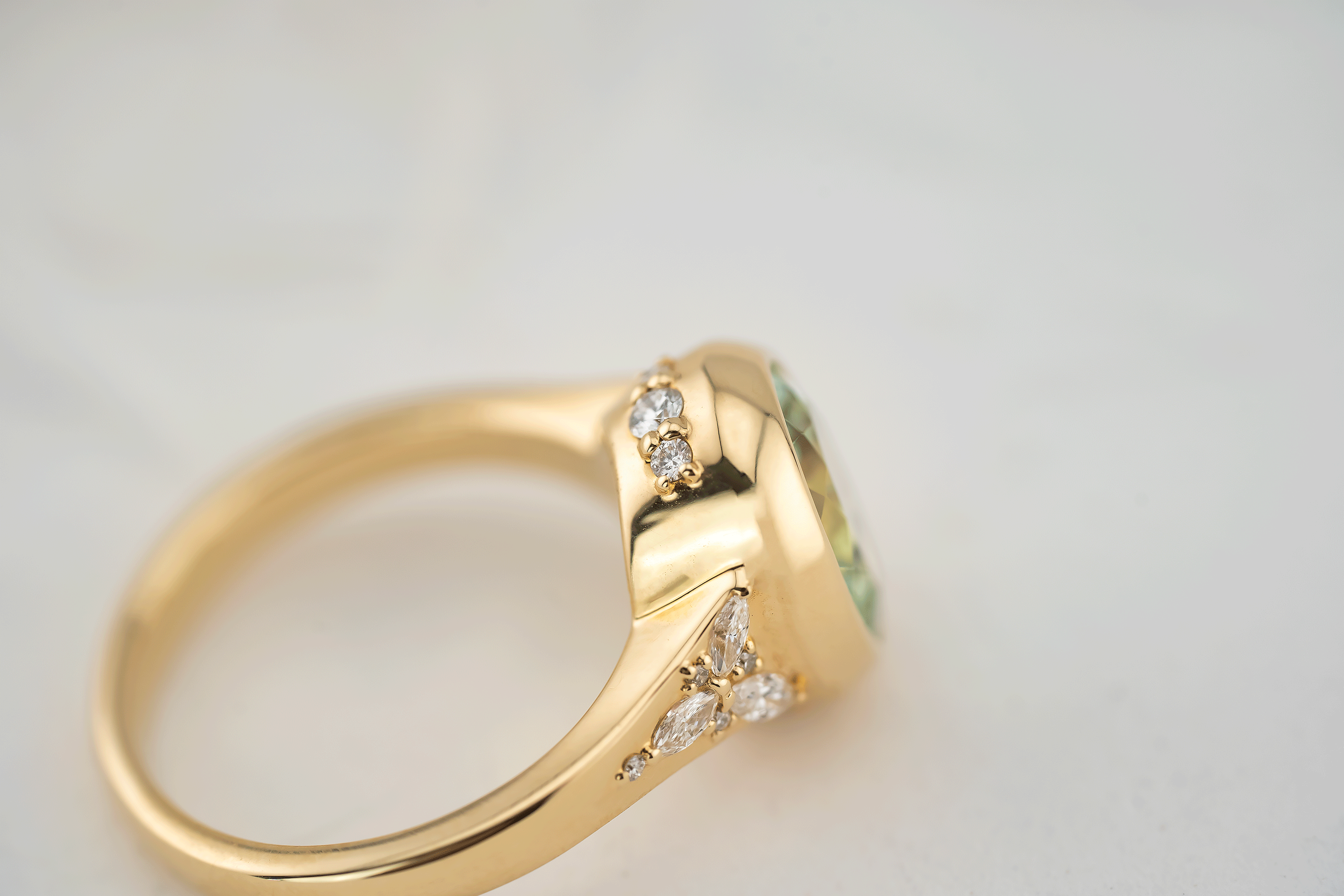 The Daylight Ring | 3.06 Oval Cut Mint Green Tourmaline - Lavender Creek Gems