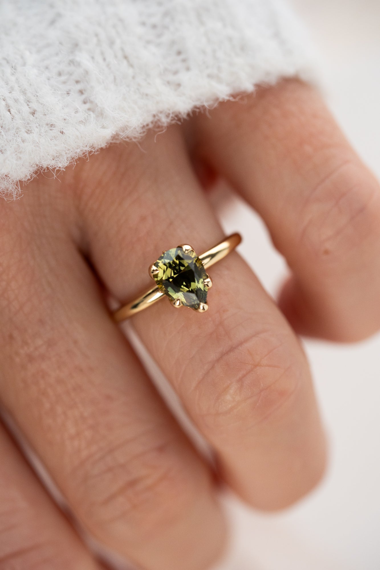 The Secret Garden Ring | 2.09 CT Pear Green Sapphire