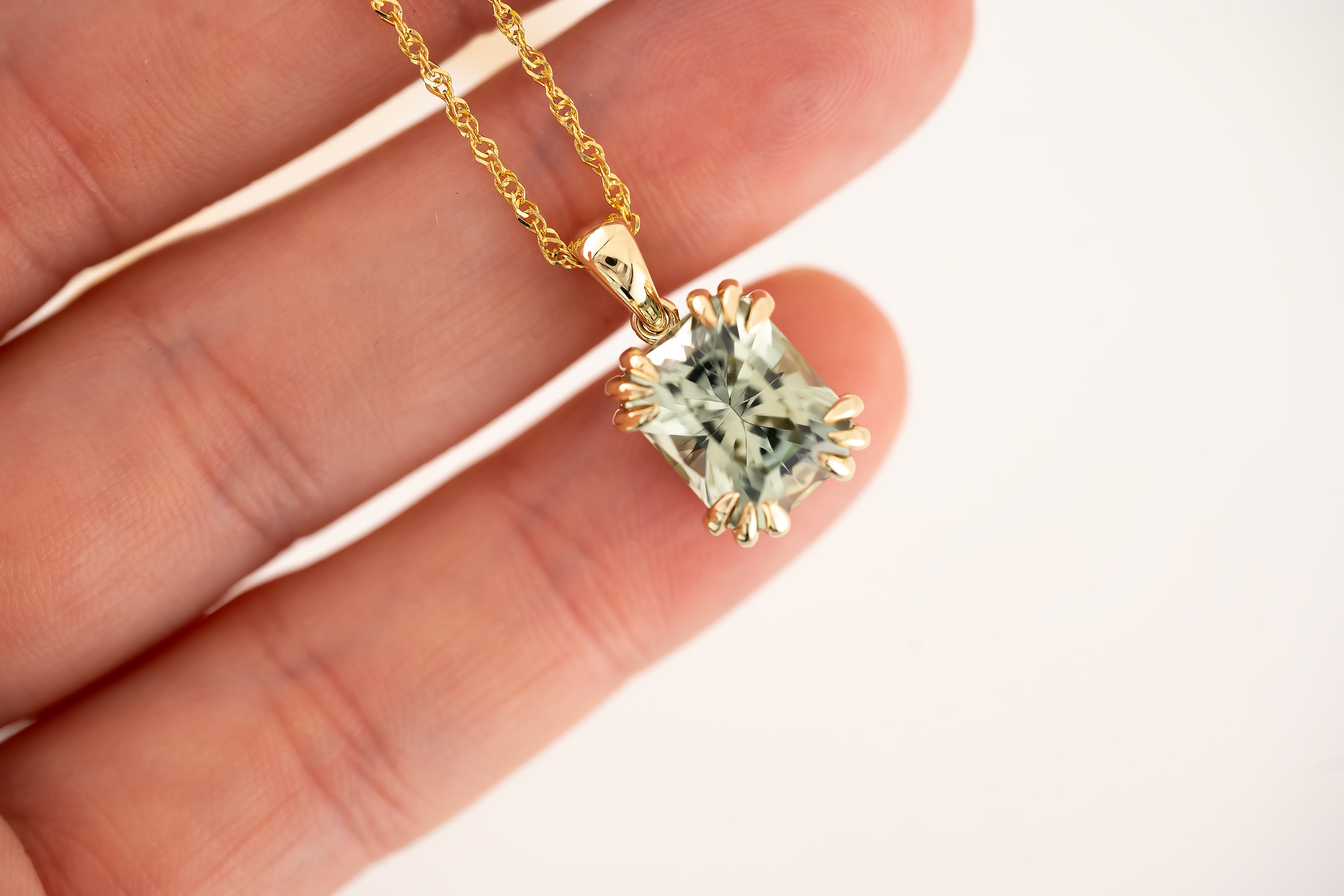 The Thalassa Pendant - 5 CT Radiant Sage Green Tourmaline - Lavender Creek Gems