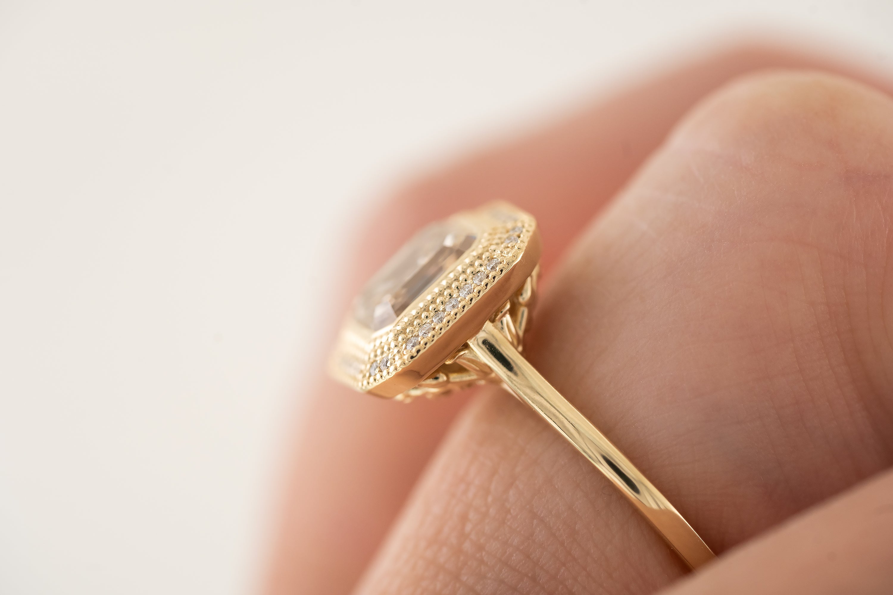 The Satine Ring | 2.3 CT Asscher Champagne Diamond - Lavender Creek Gems