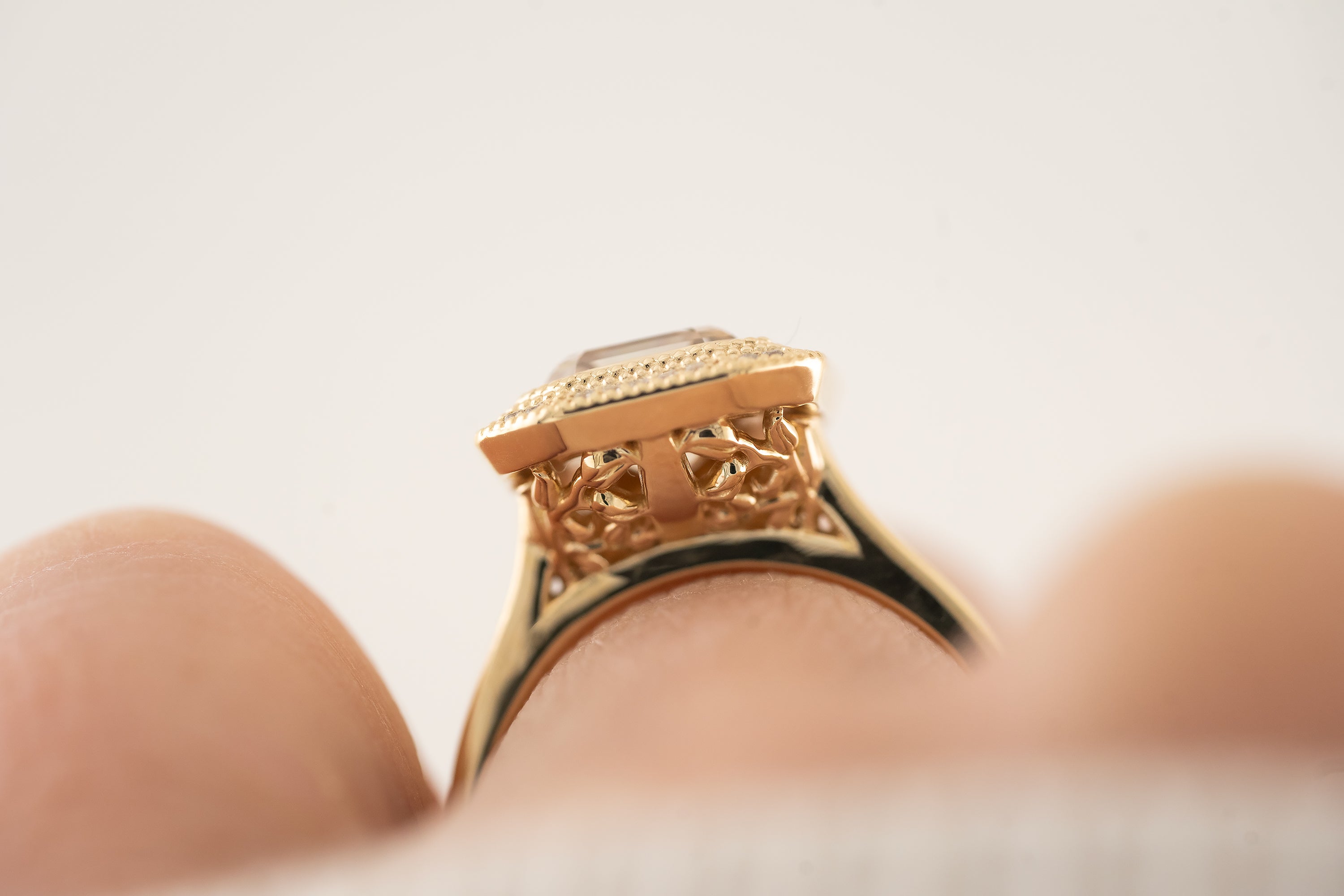The Satine Ring | 2.3 CT Asscher Champagne Diamond - Lavender Creek Gems