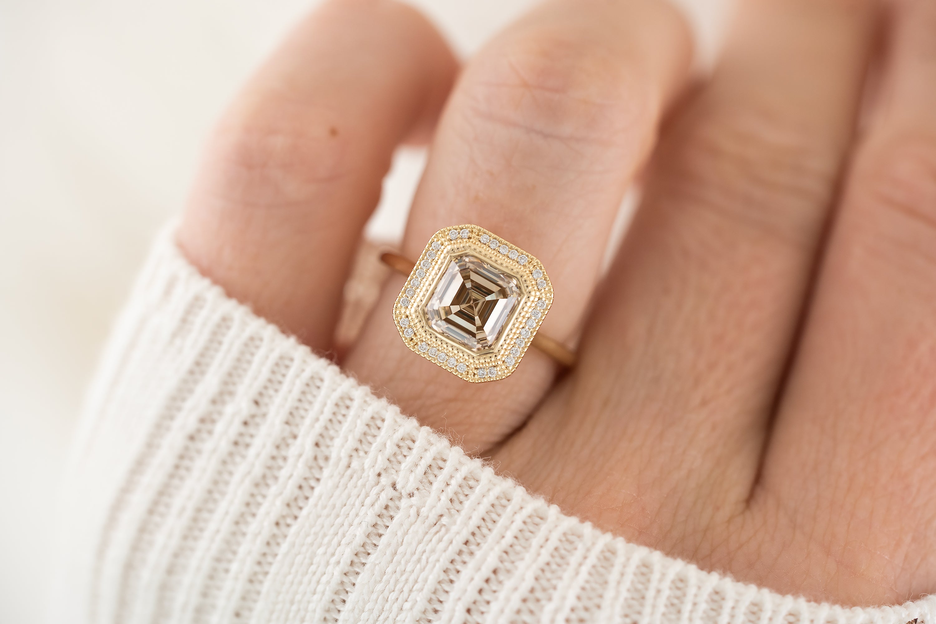 The Satine Ring | 2.3 CT Asscher Champagne Diamond - Lavender Creek Gems