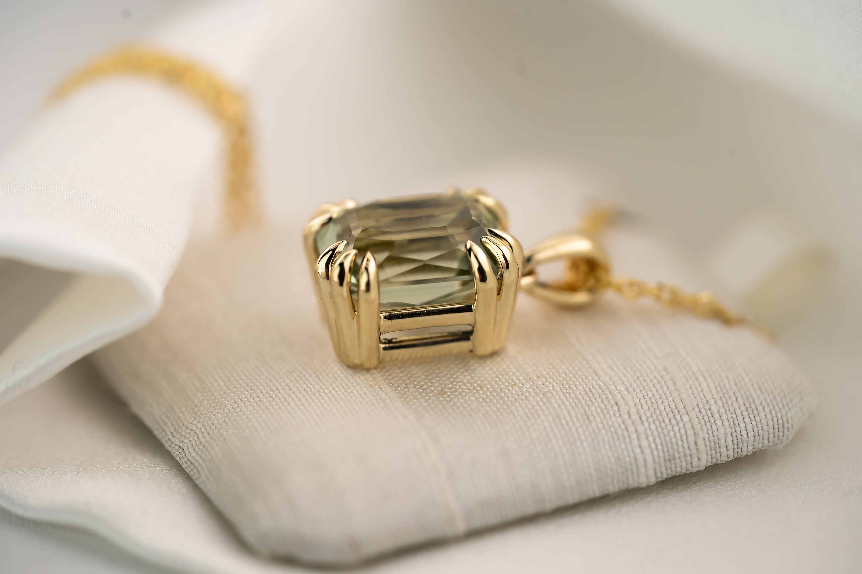 The Thalassa Pendant - 5 CT Radiant Sage Green Tourmaline - Lavender Creek Gems