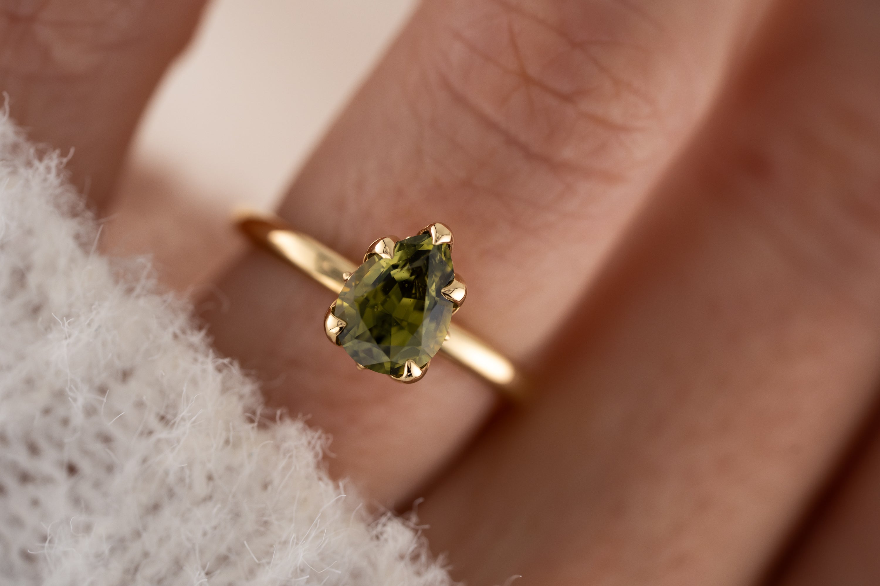The Secret Garden Ring | 2.09 CT Pear Green Sapphire