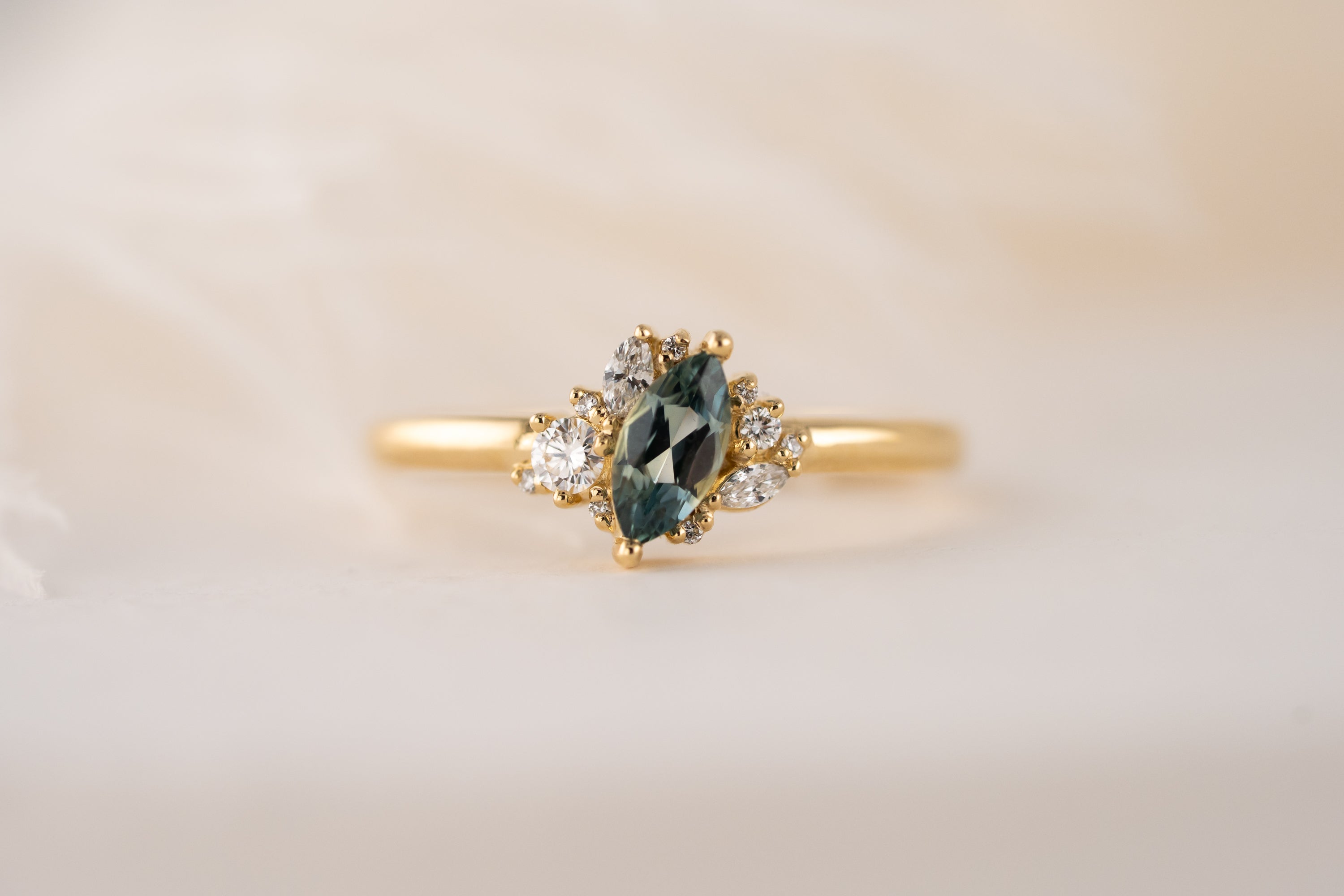 The Cosma Ring | 0.43 CT Marquise Montana Sapphire