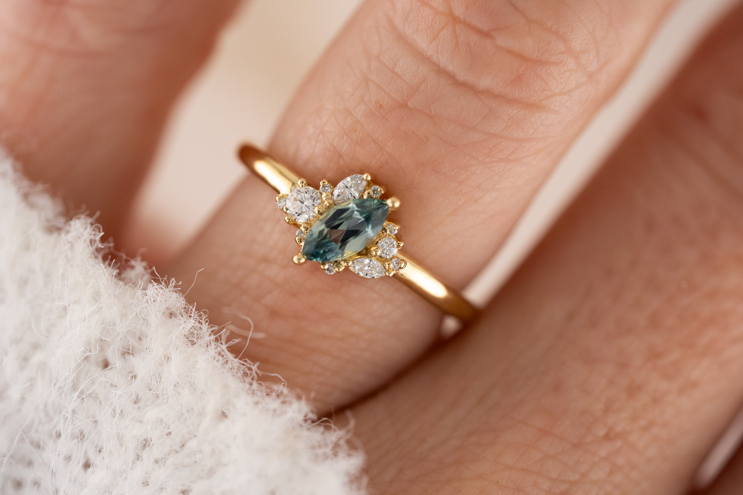 The Cosma Ring | 0.43 CT Marquise Montana Sapphire