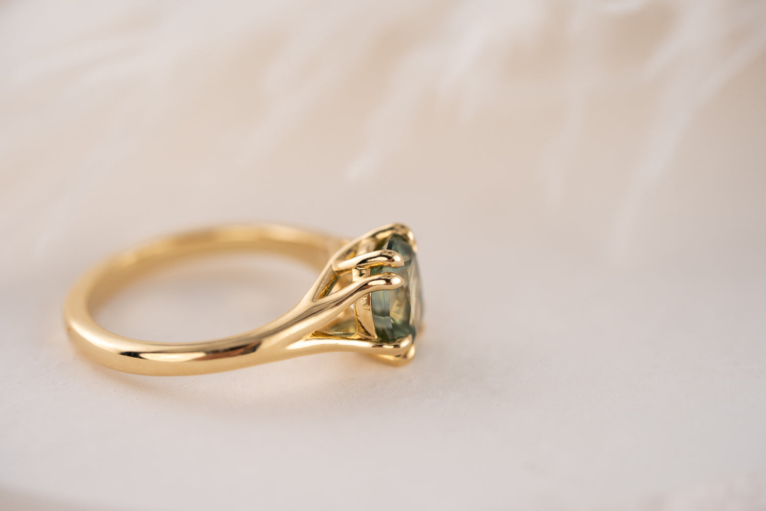 The Weaver Ring | 2.09 CT Cushion Green Sapphire