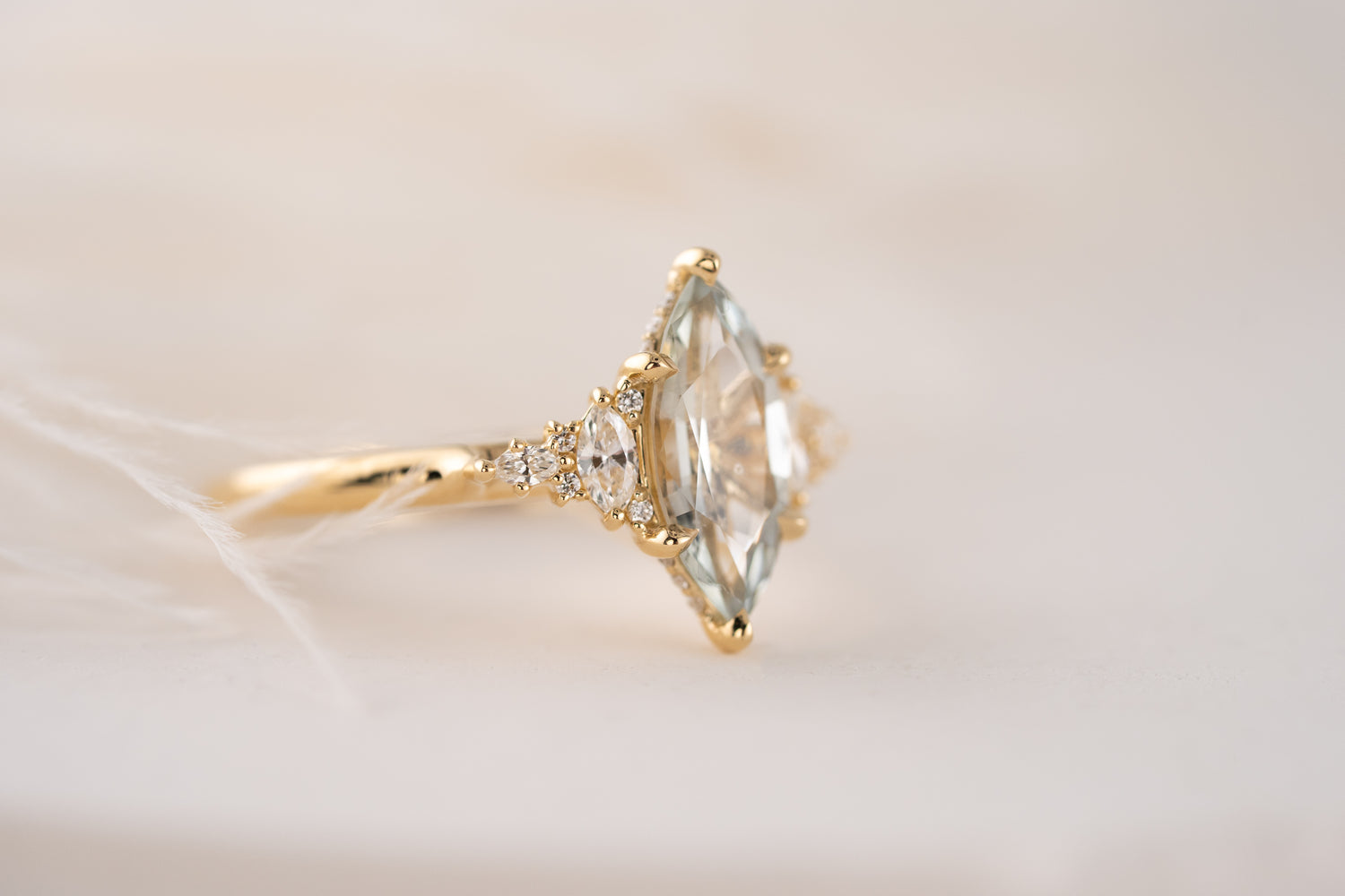 The Maeve Ring | 1.7 CT Marquise Mint Sapphire