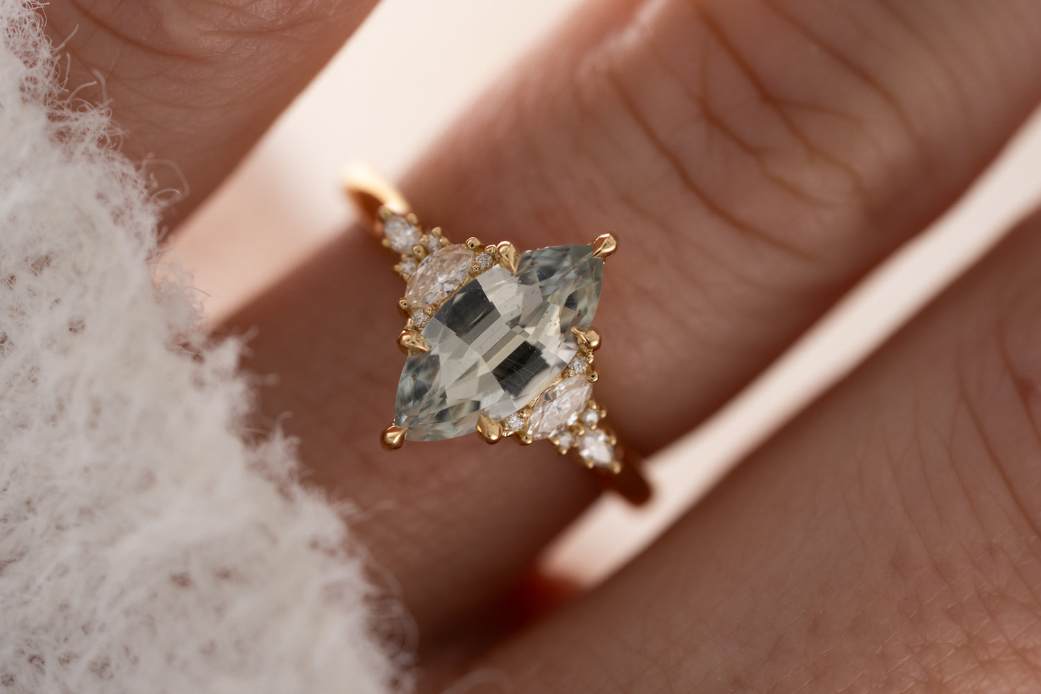The Maeve Ring | 1.7 CT Marquise Mint Sapphire