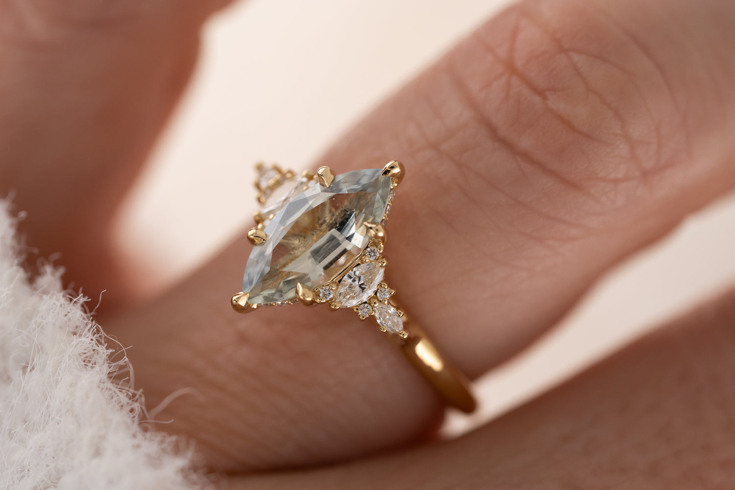 The Maeve Ring | 1.7 CT Marquise Mint Sapphire