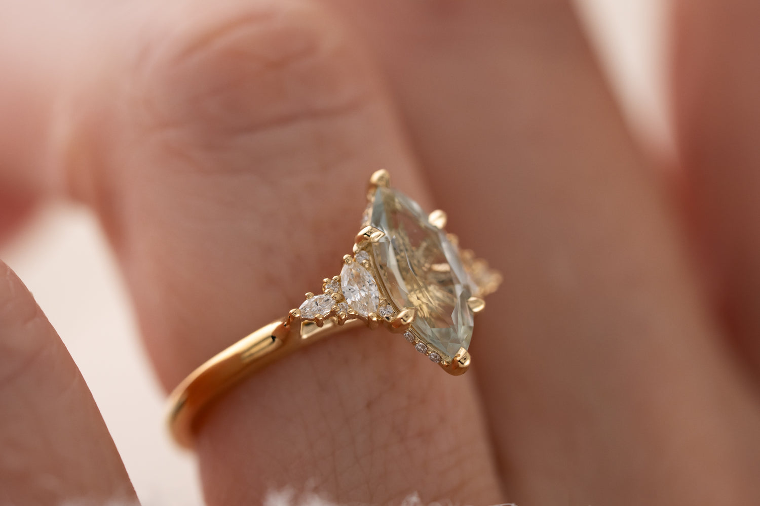 The Maeve Ring | 1.7 CT Marquise Mint Sapphire