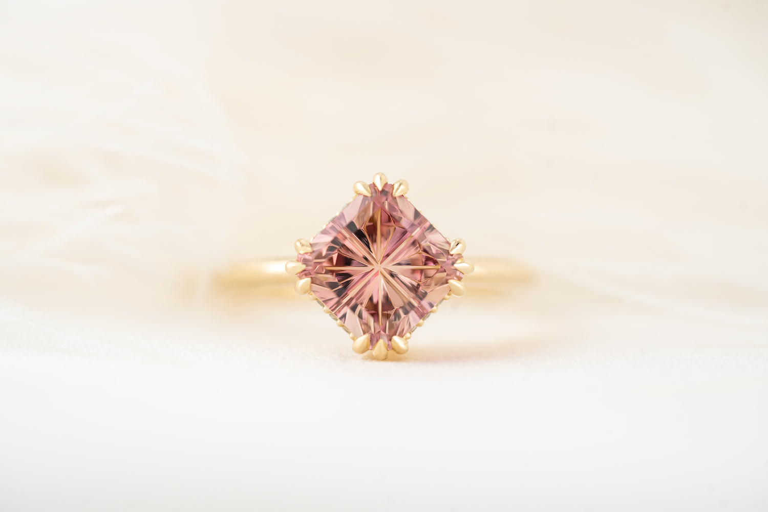 The Thalassa Ring | 2.9 CT Square Starbrite™ Pink Tourmaline - Lavender Creek Gems