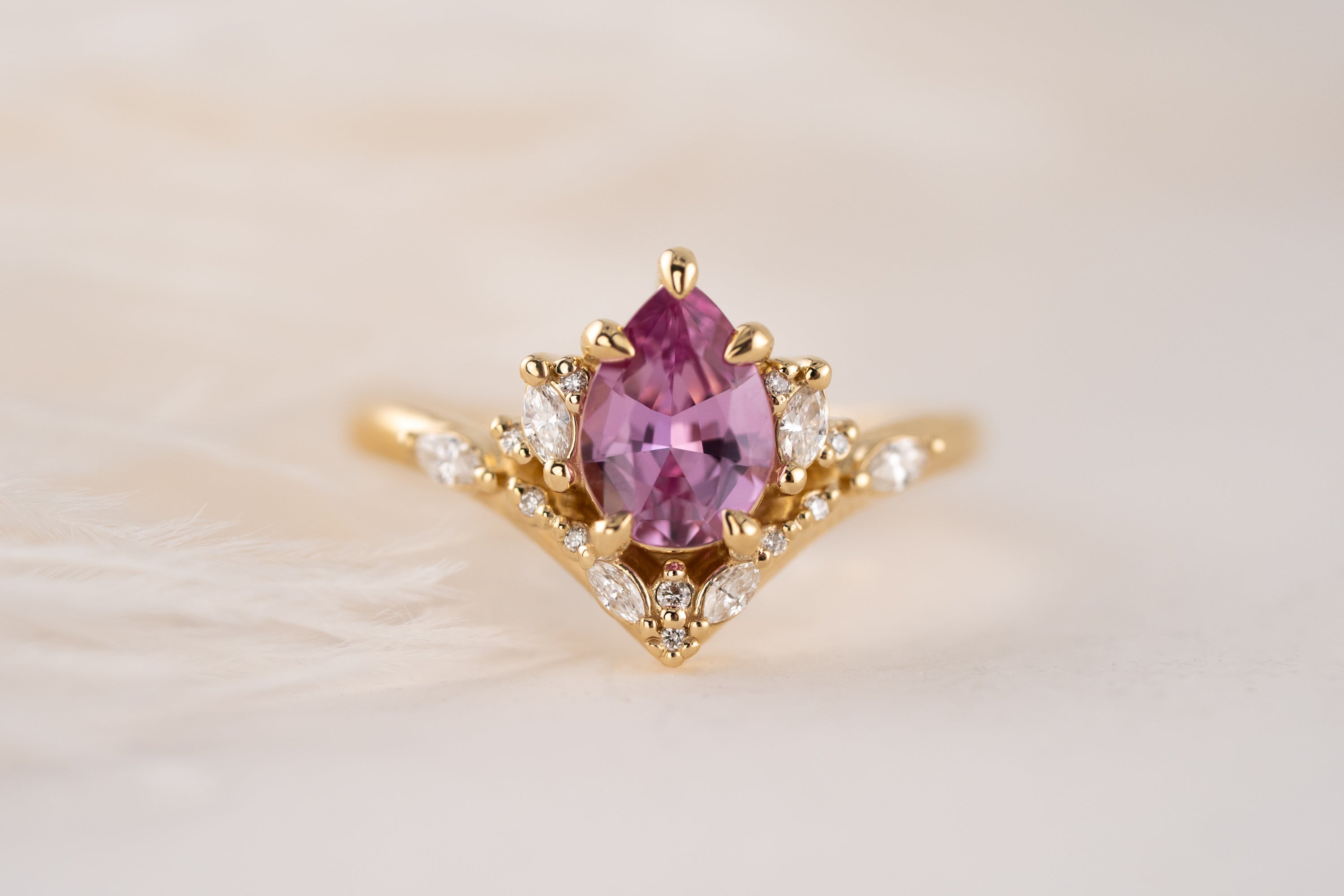The Aurora Ring | 1.41 CT Pear Pink Sapphire – Lavender Creek Gems