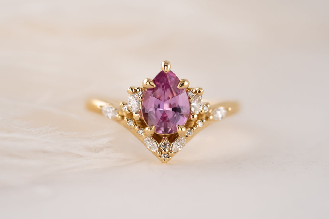 The Aurora Ring | 1.41 CT Pear Pink Sapphire