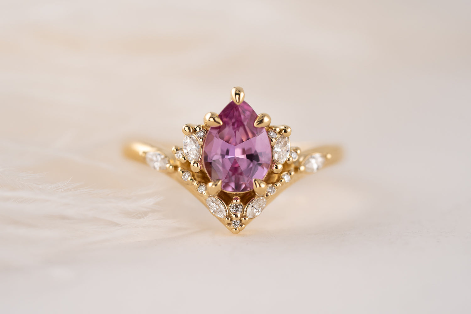 The Aurora Ring | 1.41 CT Pear Pink Sapphire