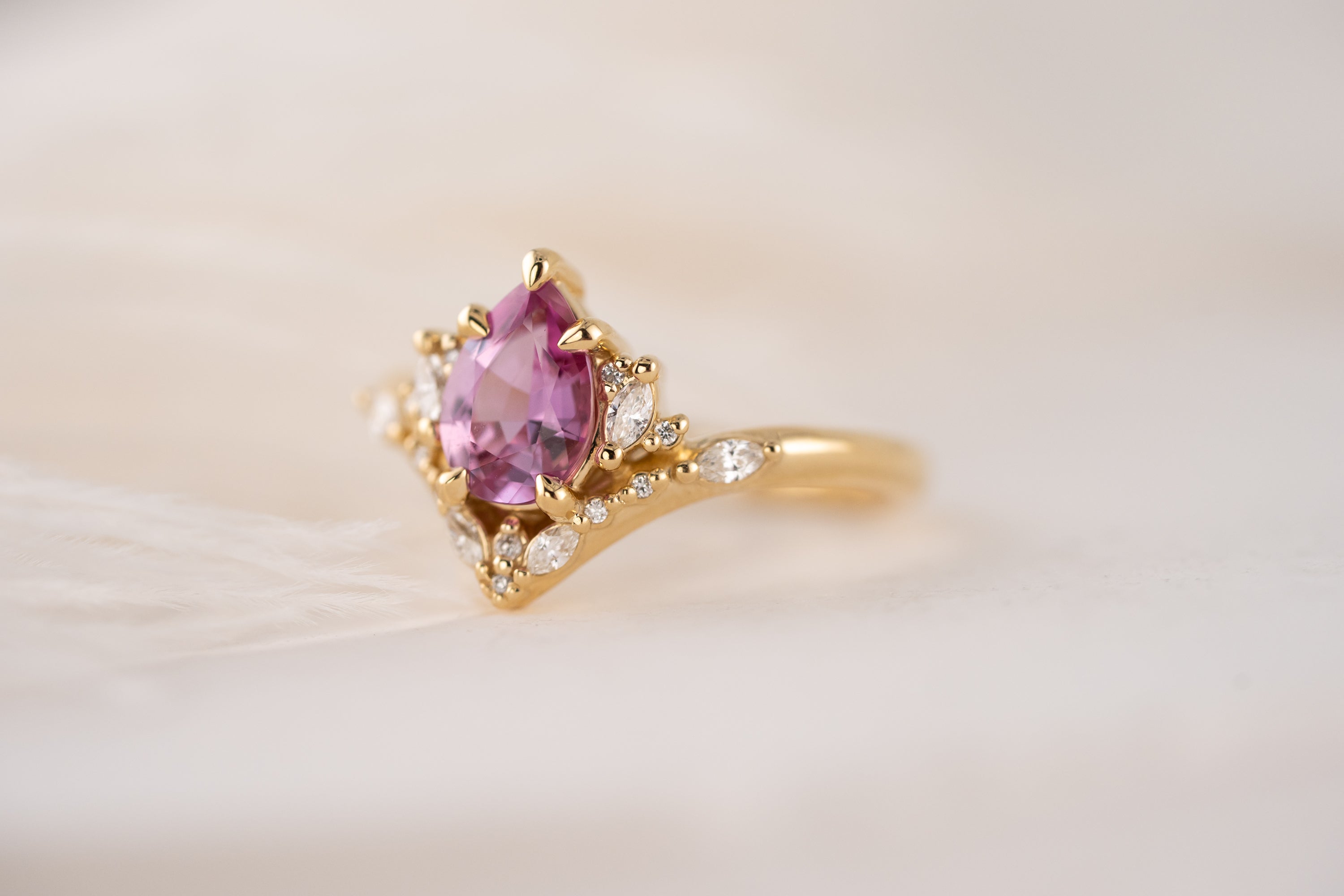 The Aurora Ring | 1.41 CT Pear Pink Sapphire