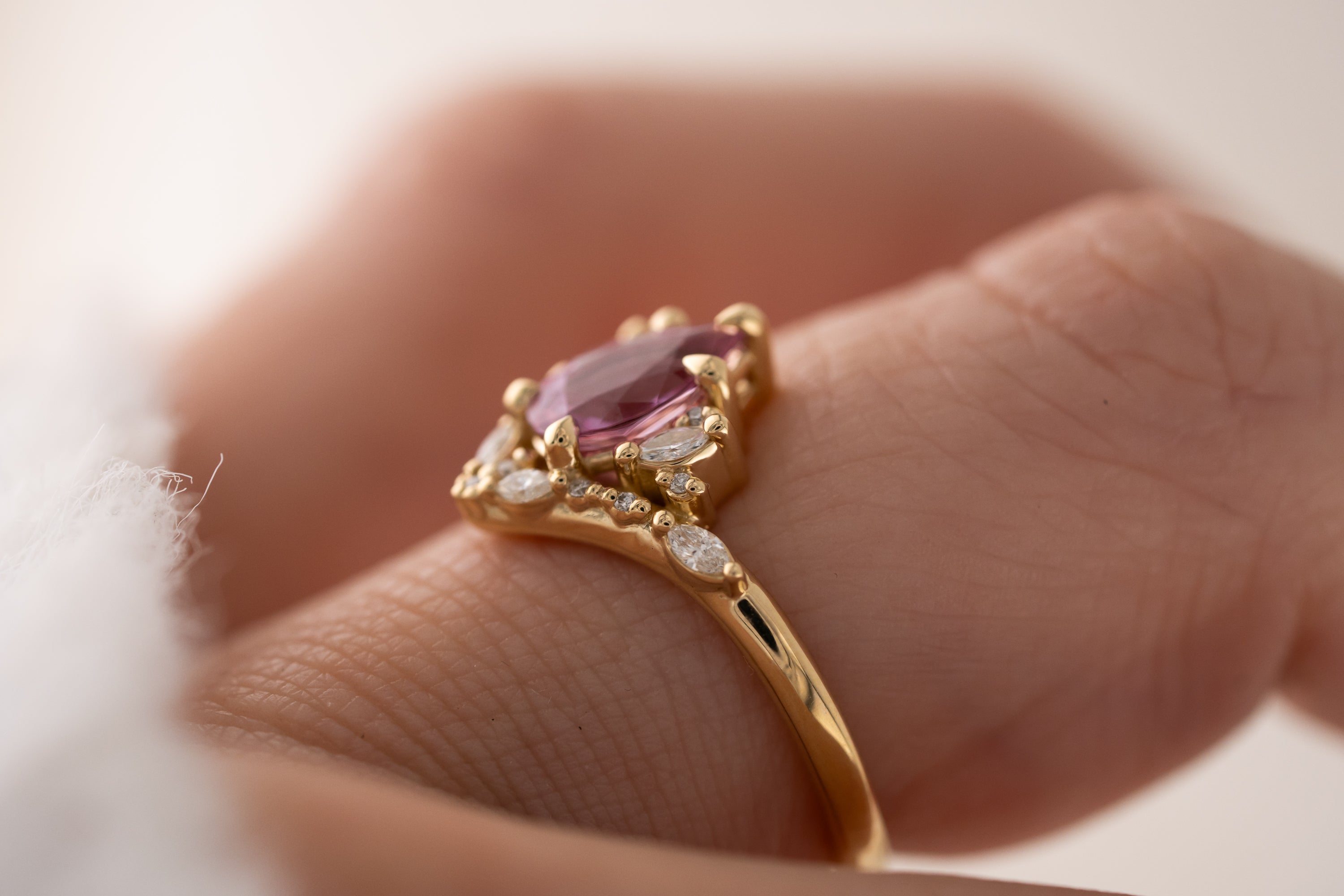 The Aurora Ring | 1.41 CT Pear Pink Sapphire