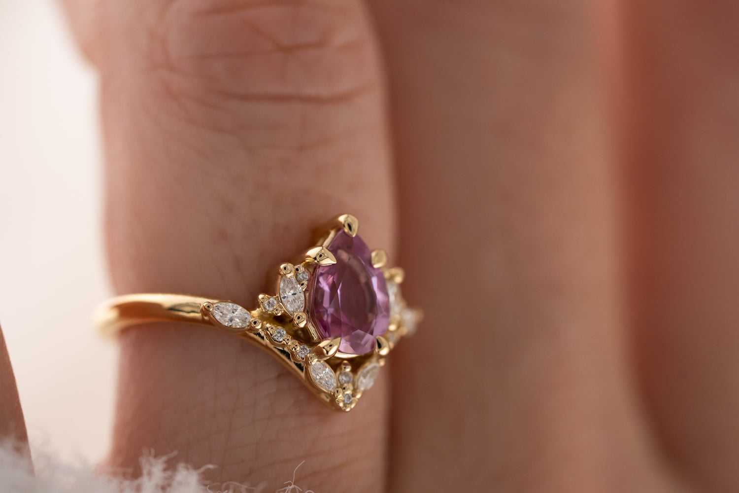 The Aurora Ring | 1.41 CT Pear Pink Sapphire