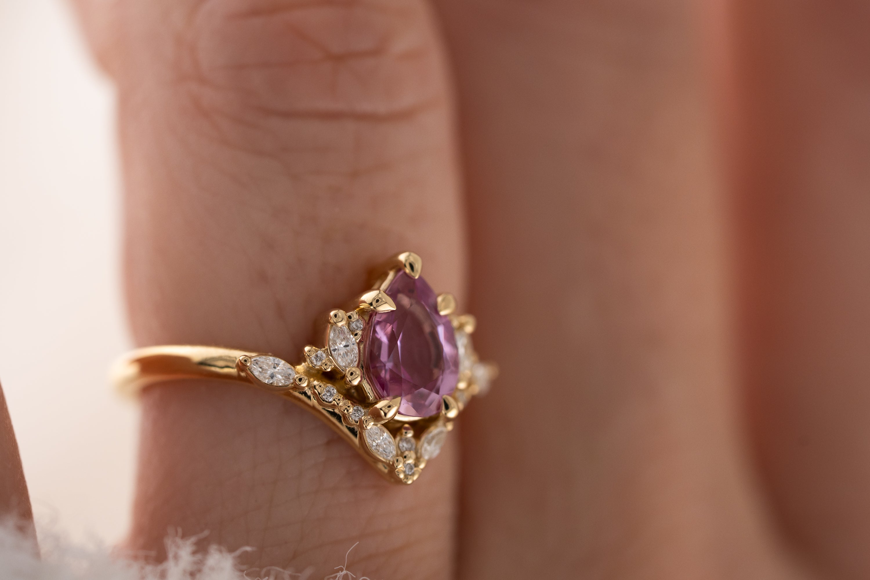 The Aurora Ring | 1.41 CT Pear Pink Sapphire