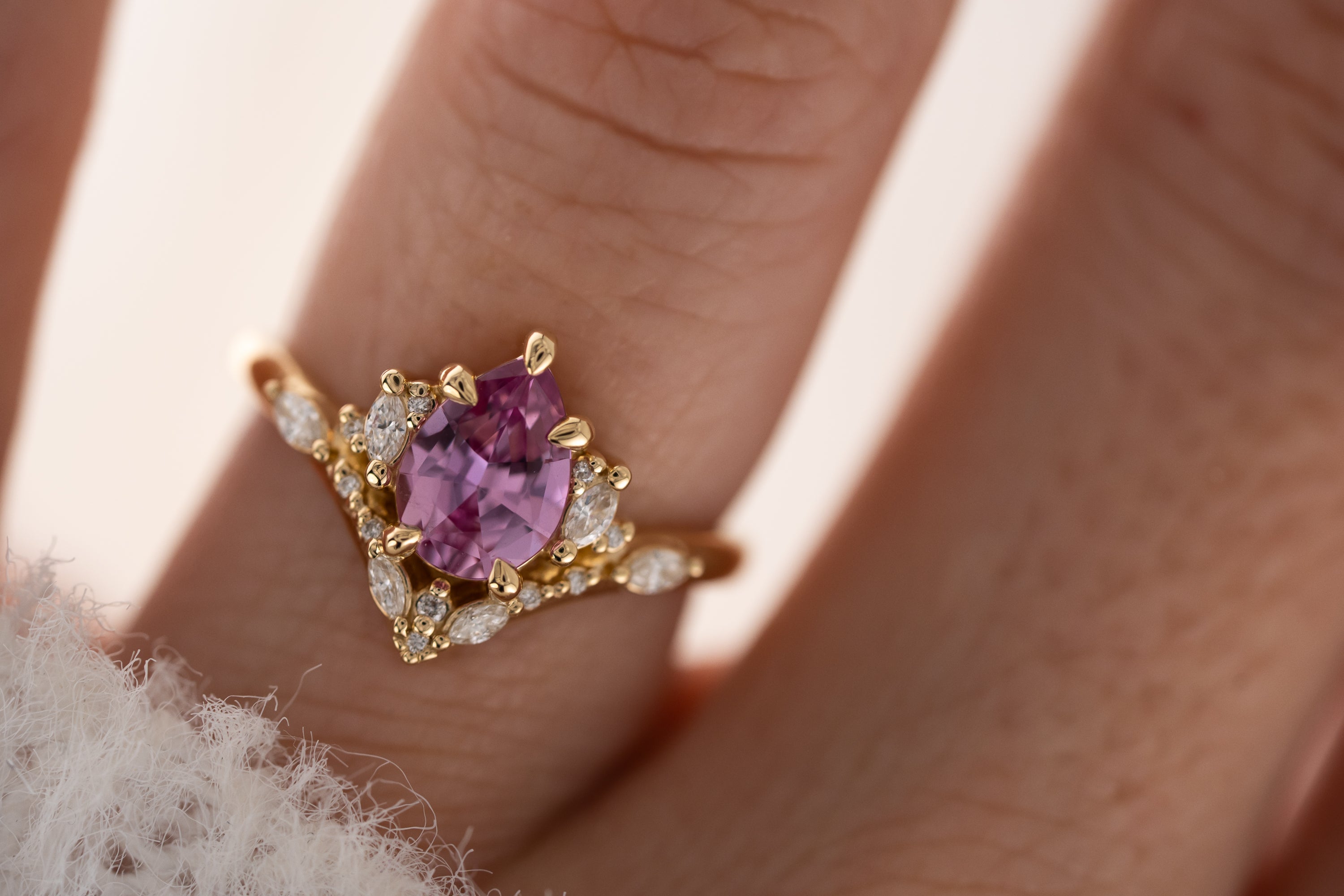 The Aurora Ring | 1.41 CT Pear Pink Sapphire